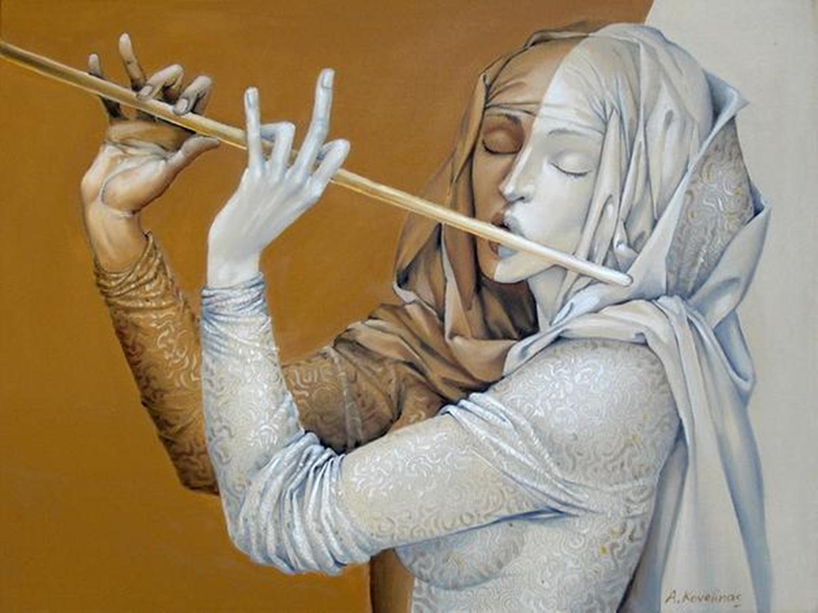 magic, girl, drawing, artist, 720P, painting, flute, HD Wallpaper