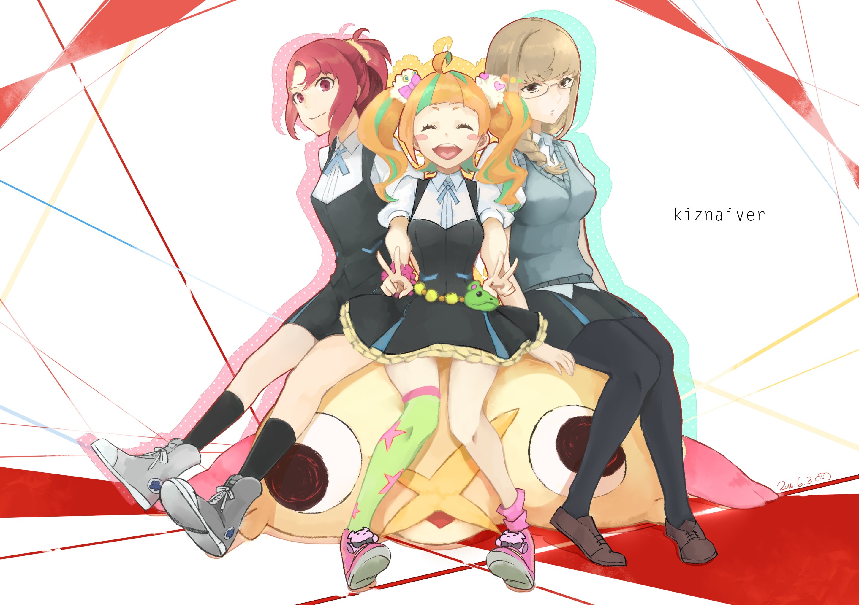 anime girls, Kiznaiver, Honoka Maki, 2K, Niiyama Niko, Takashiro Chidori, HD Wallpaper
