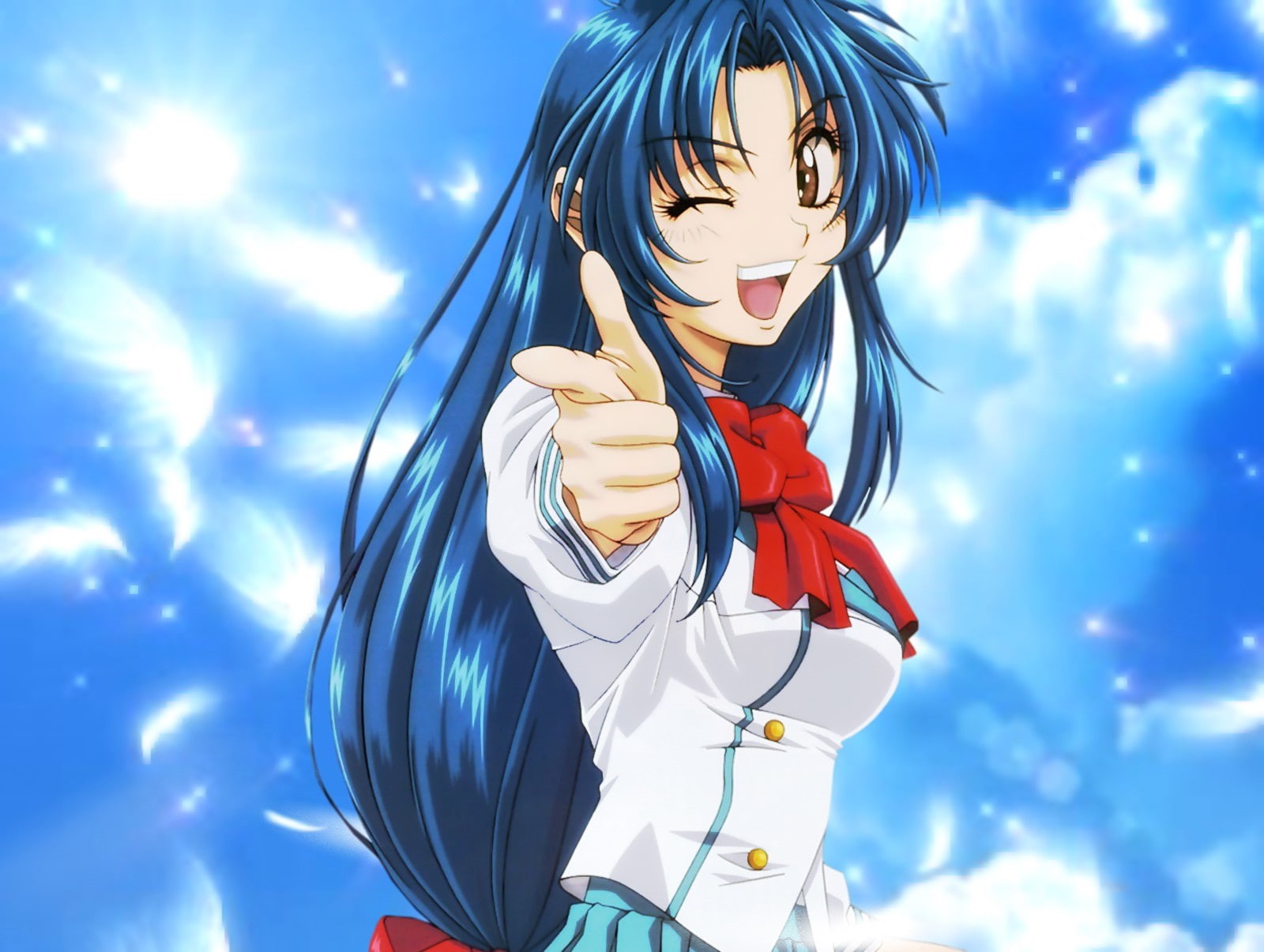 720P, full metal panic, anime, 1600x1205, metal, haired, girls, chidori, female, full, character, chidori kaname, kaname, blue, lovely, illustration, panic, HD Wallpaper