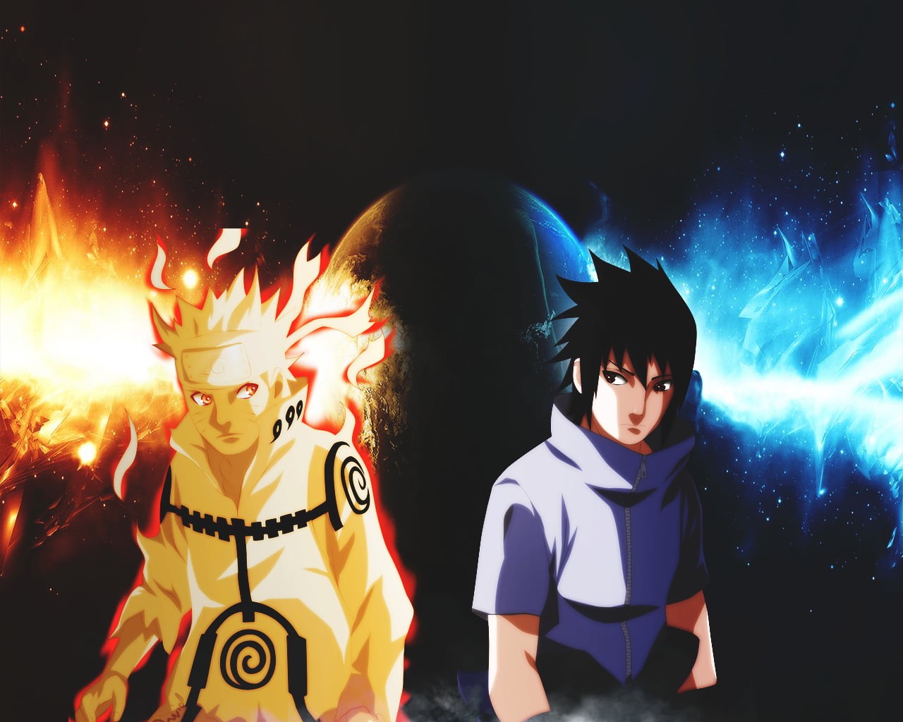 art, front view, 720P, sasuke, representation, lifestyles, Uzumaki Naruto, two people, night, real people, illuminated, people, men, togetherness, costume, HD Wallpaper