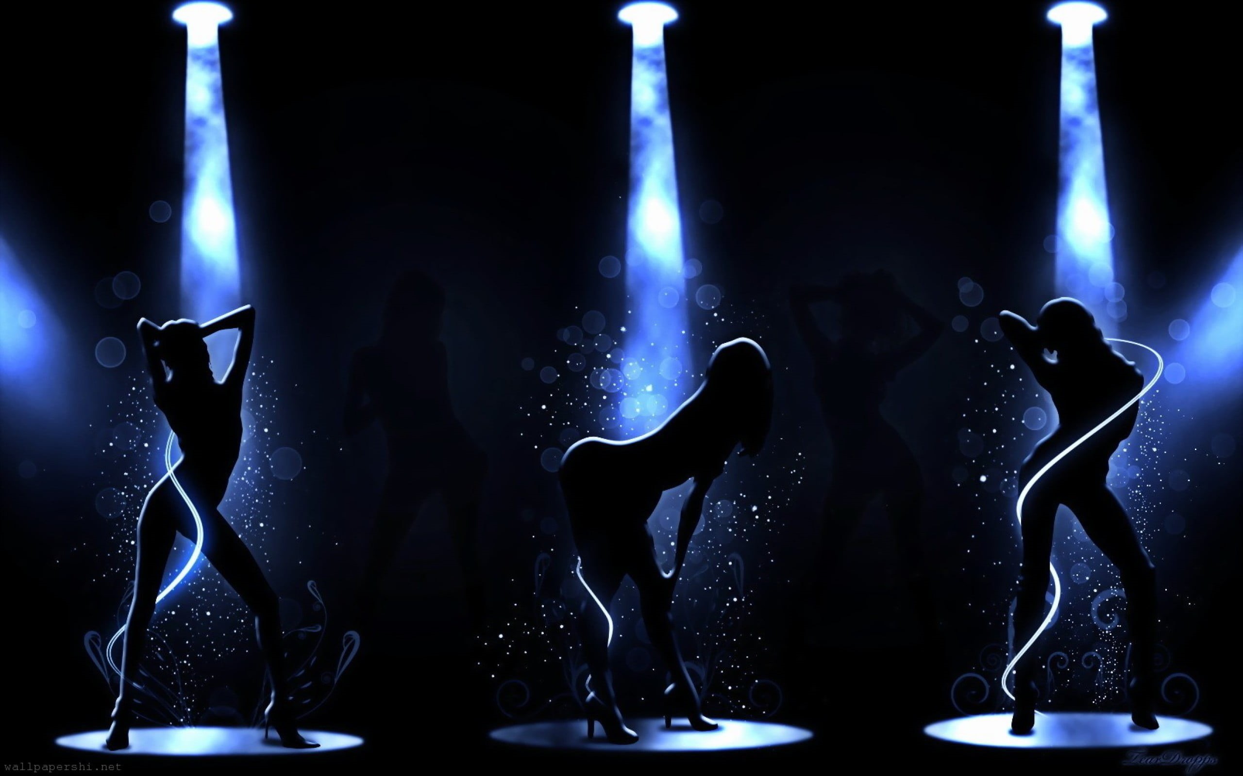 disco dancing, people, three, music, stage, blue, festival, real people, spotlight, performance, nightlife, digital, night, arts culture and entertainment, HD Wallpaper