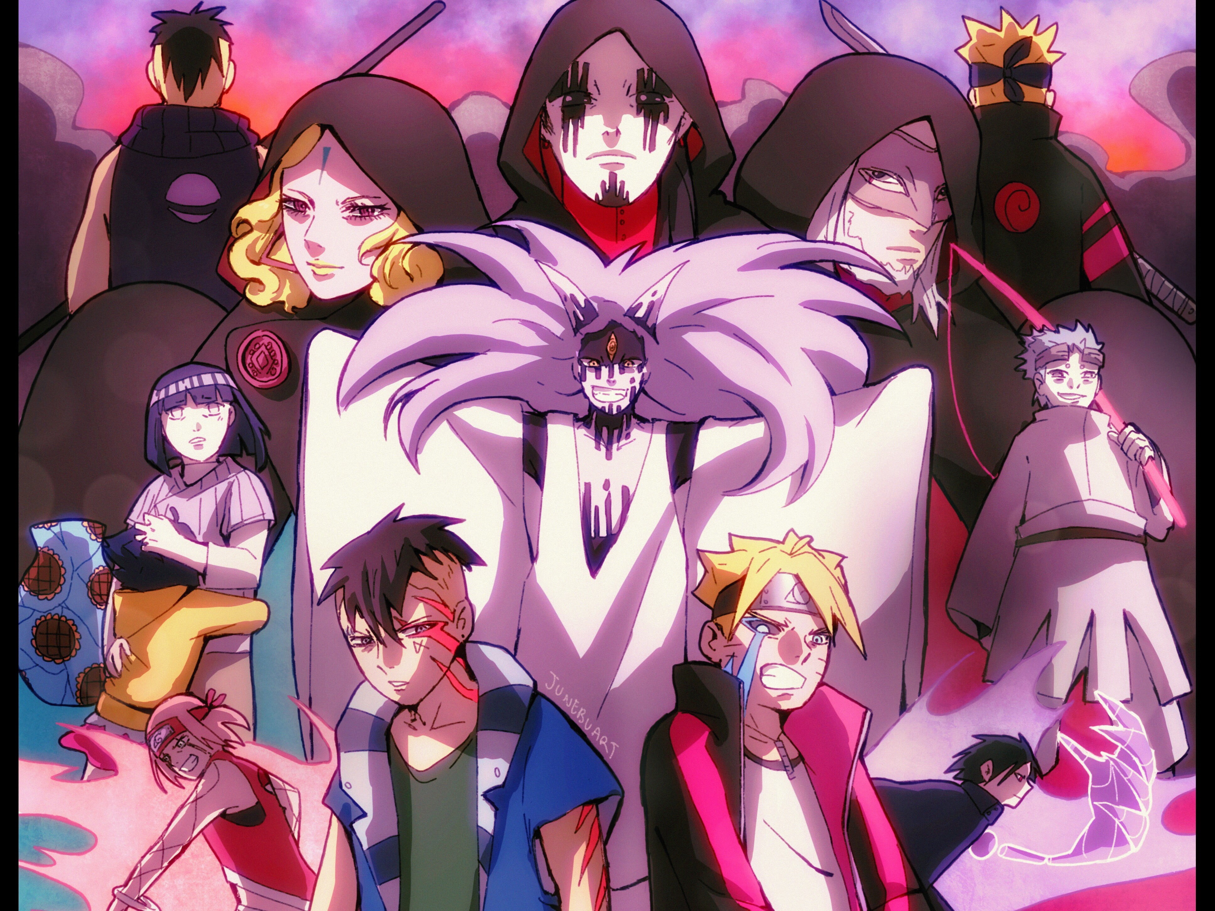 Sasuke Uchiha, Naruto, Kawaki (Boruto), Momoshiki Ōtsutsuki, Hinata Hyūga, Boruto Uzumaki, Boruto, Sakura Haruno, 4K, HD Wallpaper