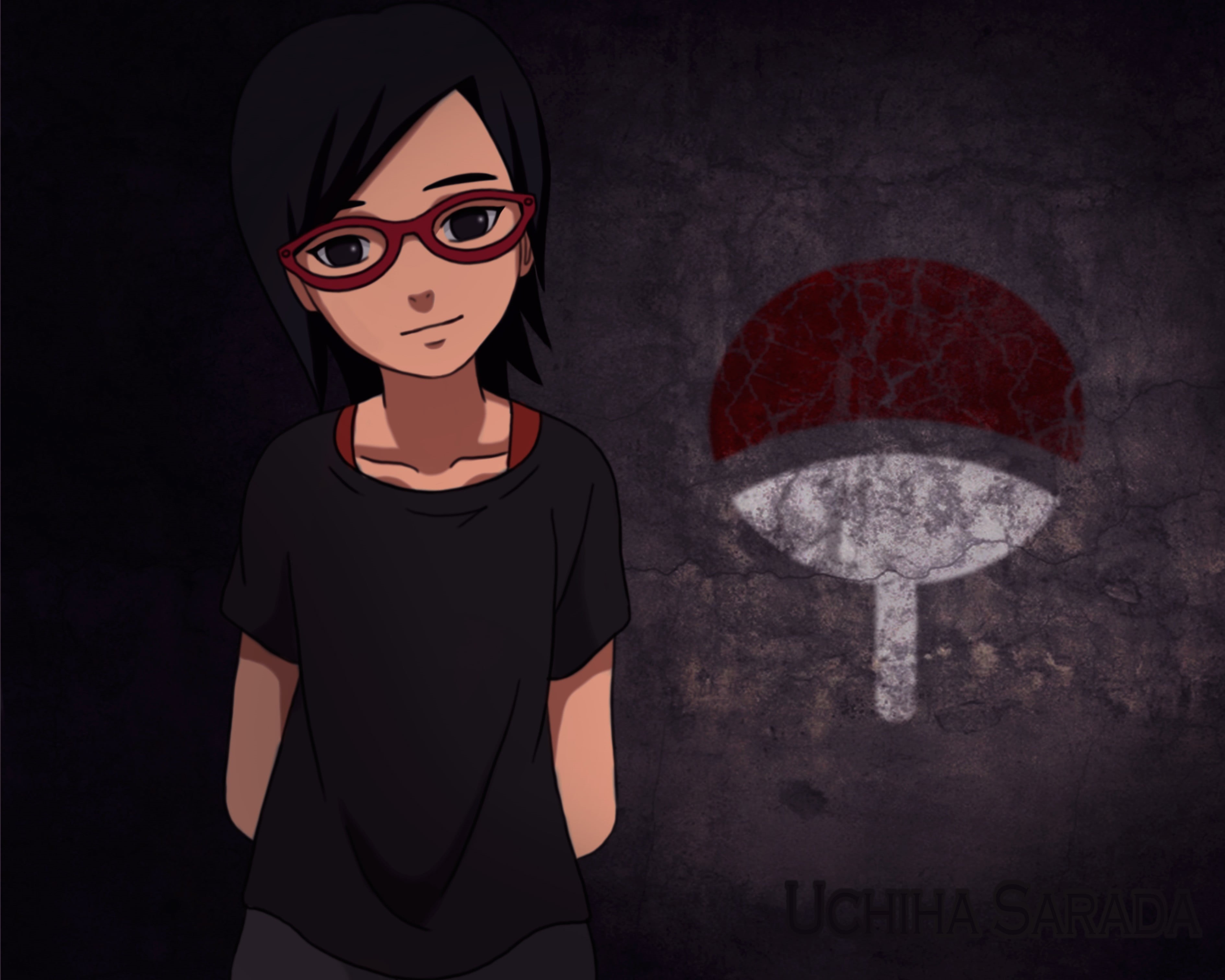 uchiha sarada, adult, males, design, black, waist up, black Color, art and craft, childhood, illustration, standing, art, casual clothing, real people, HD Wallpaper