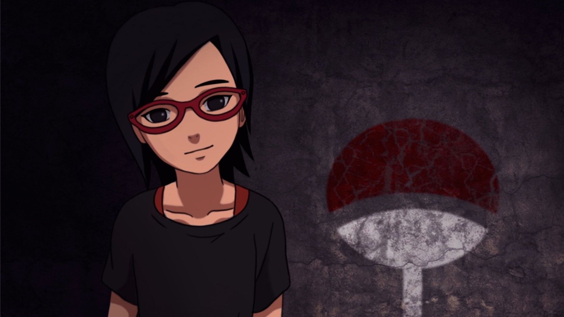 red, illustration, casual clothing, standing, mask, waist up, sarada, mask - disguise, uchiha, wall - building feature, 1080P, one person, real people, HD Wallpaper