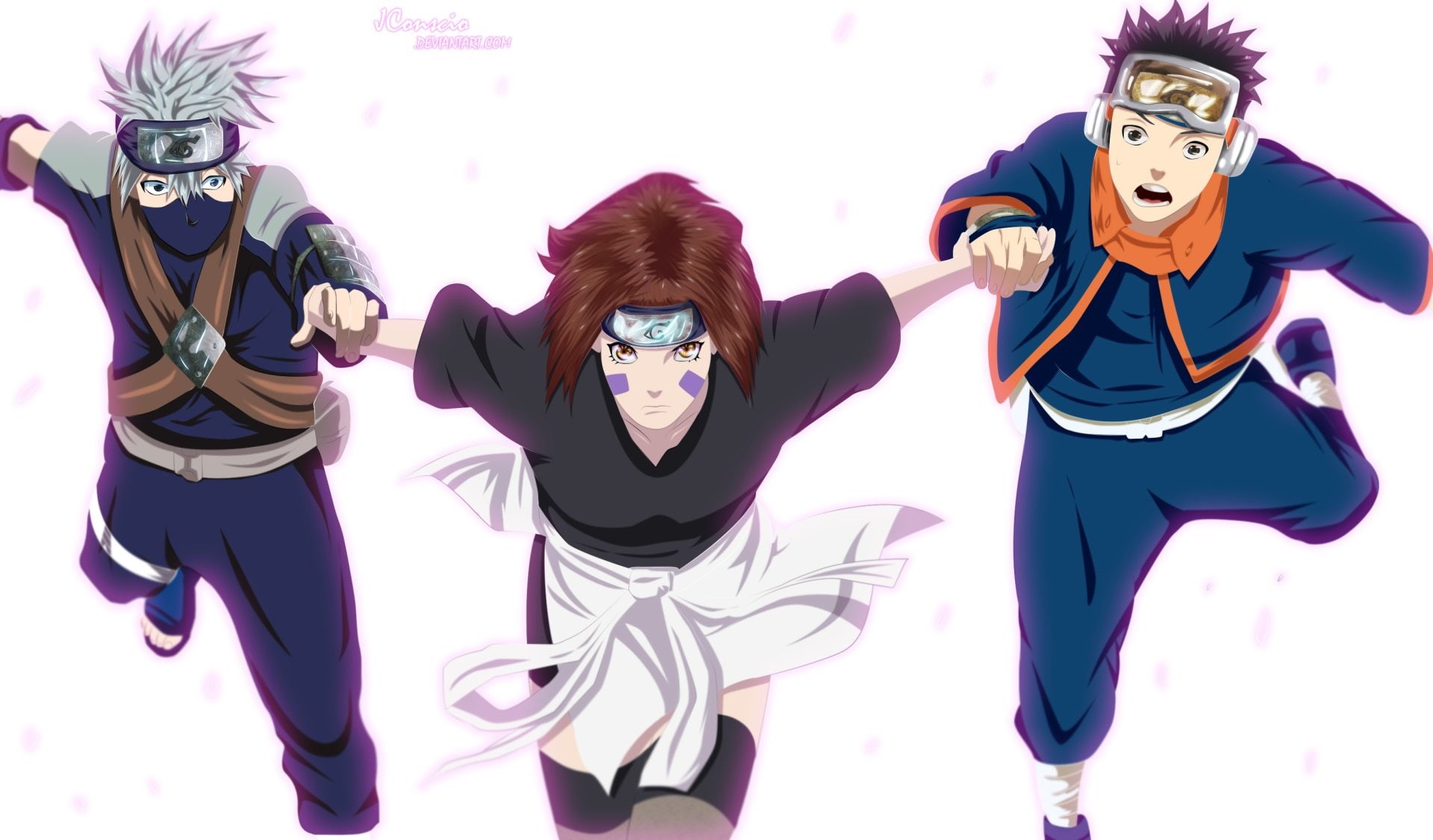 1080P, Anime, Naruto, Rin Nohara, Kakashi Hatake, Obito Uchiha, HD Wallpaper