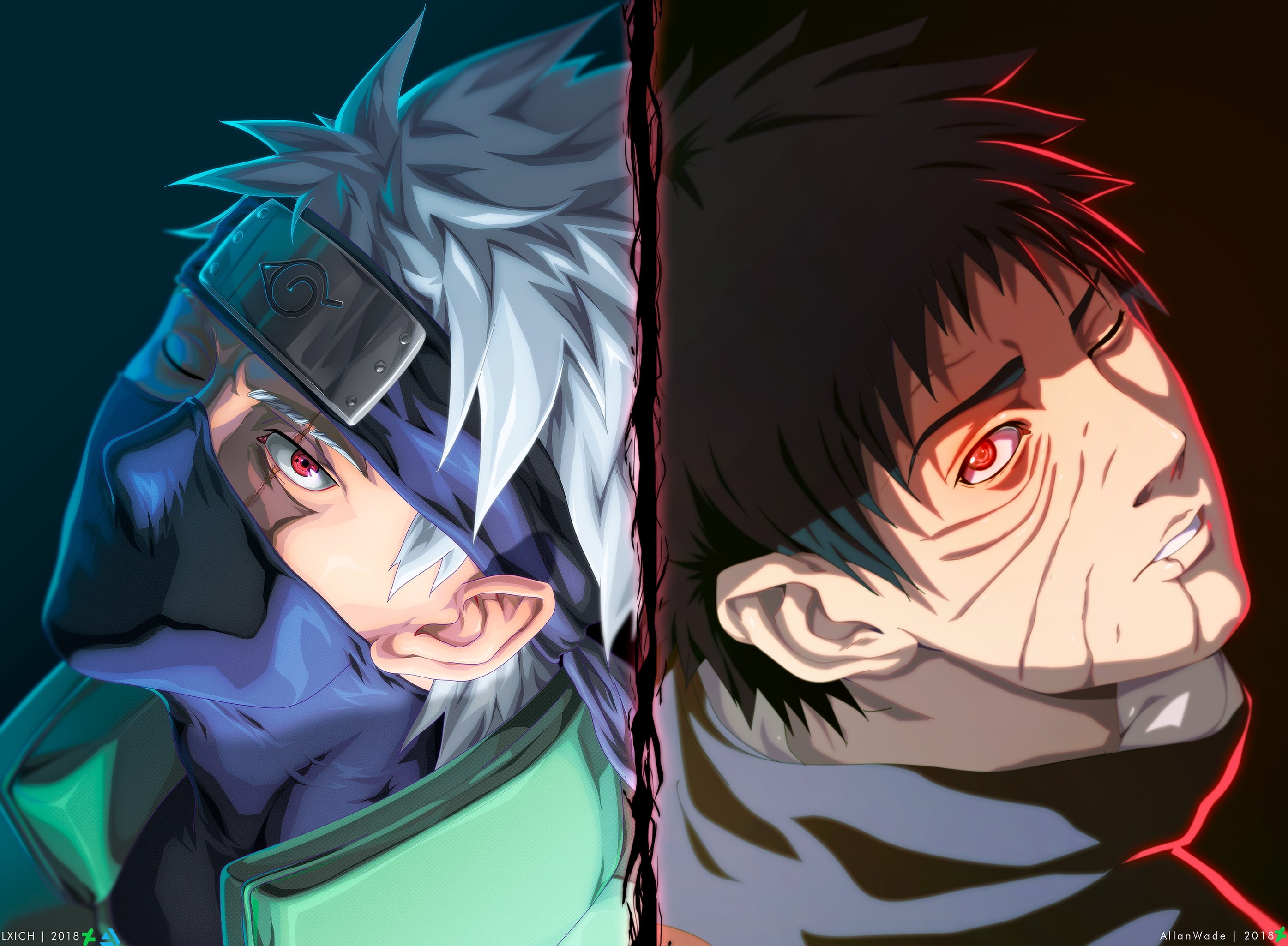 Kakashi Hatake, Naruto, Obito Uchiha, Anime, 2K, HD Wallpaper