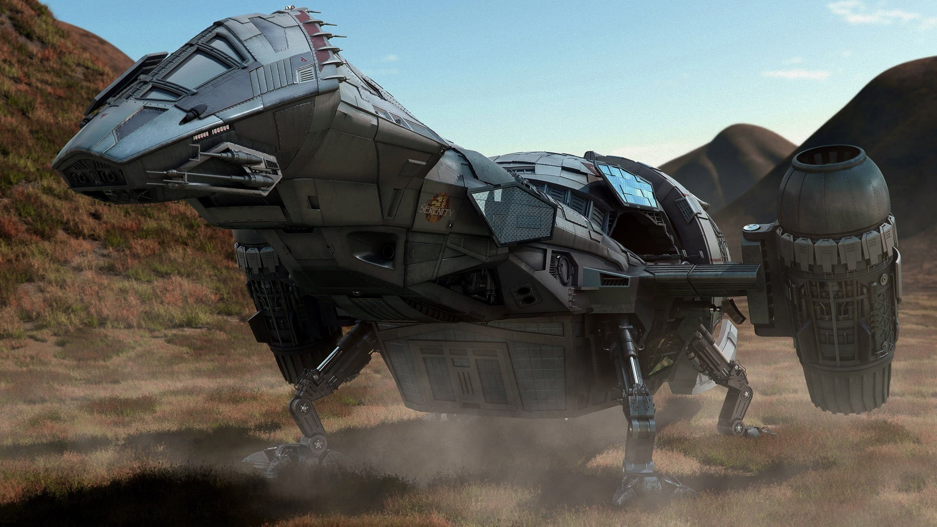 transportation, aerospace industry, grey, industry, military, nature, 1080P, land vehicle, day, side view, Serenity, Firefly, sky, land, ship, motor vehicle, HD Wallpaper