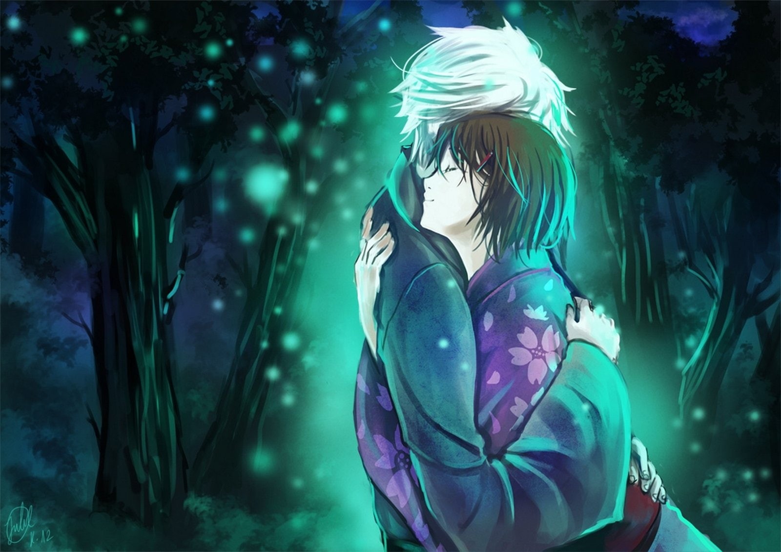 females, standing, waist up, nature, women, hair, tree, blond hair, young women, portrait, Into the Forest of Fireflies Light, 720P, one person, adult, HD Wallpaper