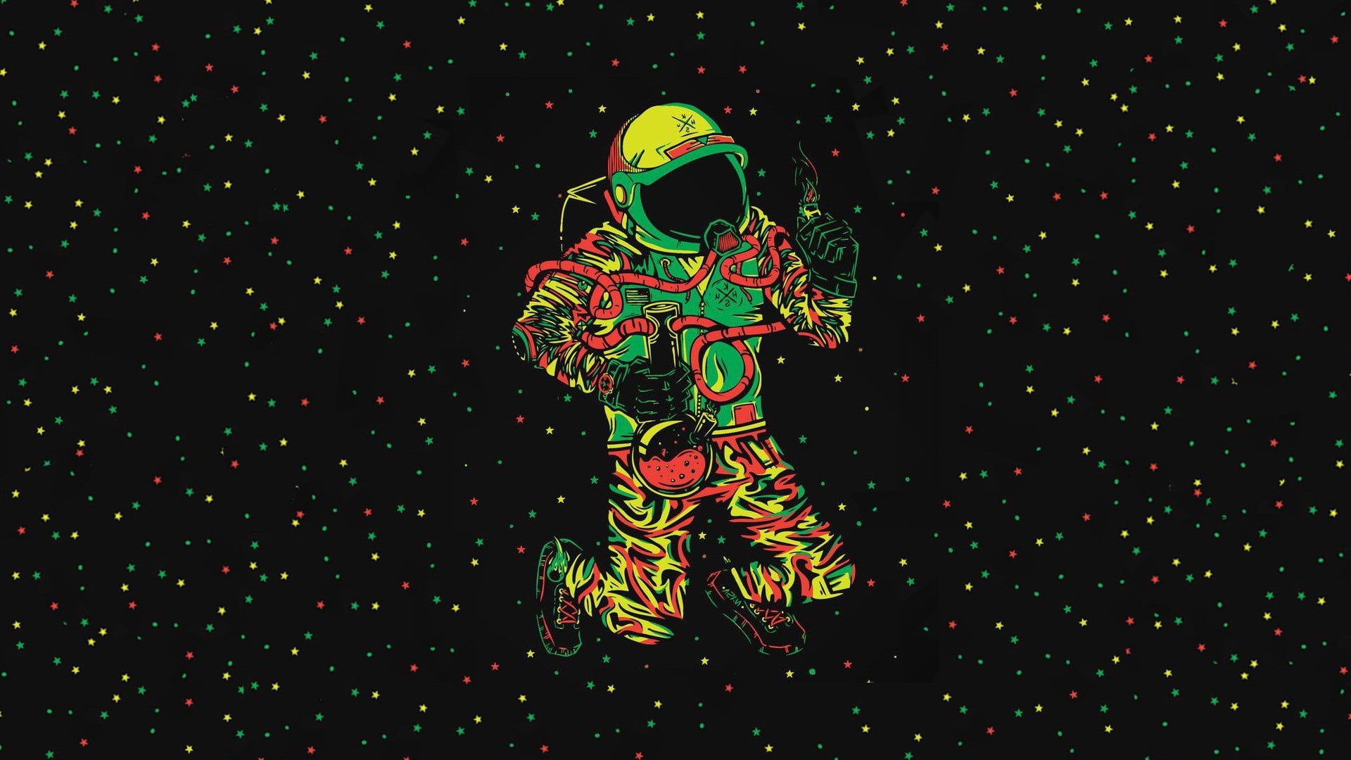 illuminated, multi colored, one person, front view, mask, space astronaut bong cannabis, black background, studio shot, three quarter length, representation, HD Wallpaper