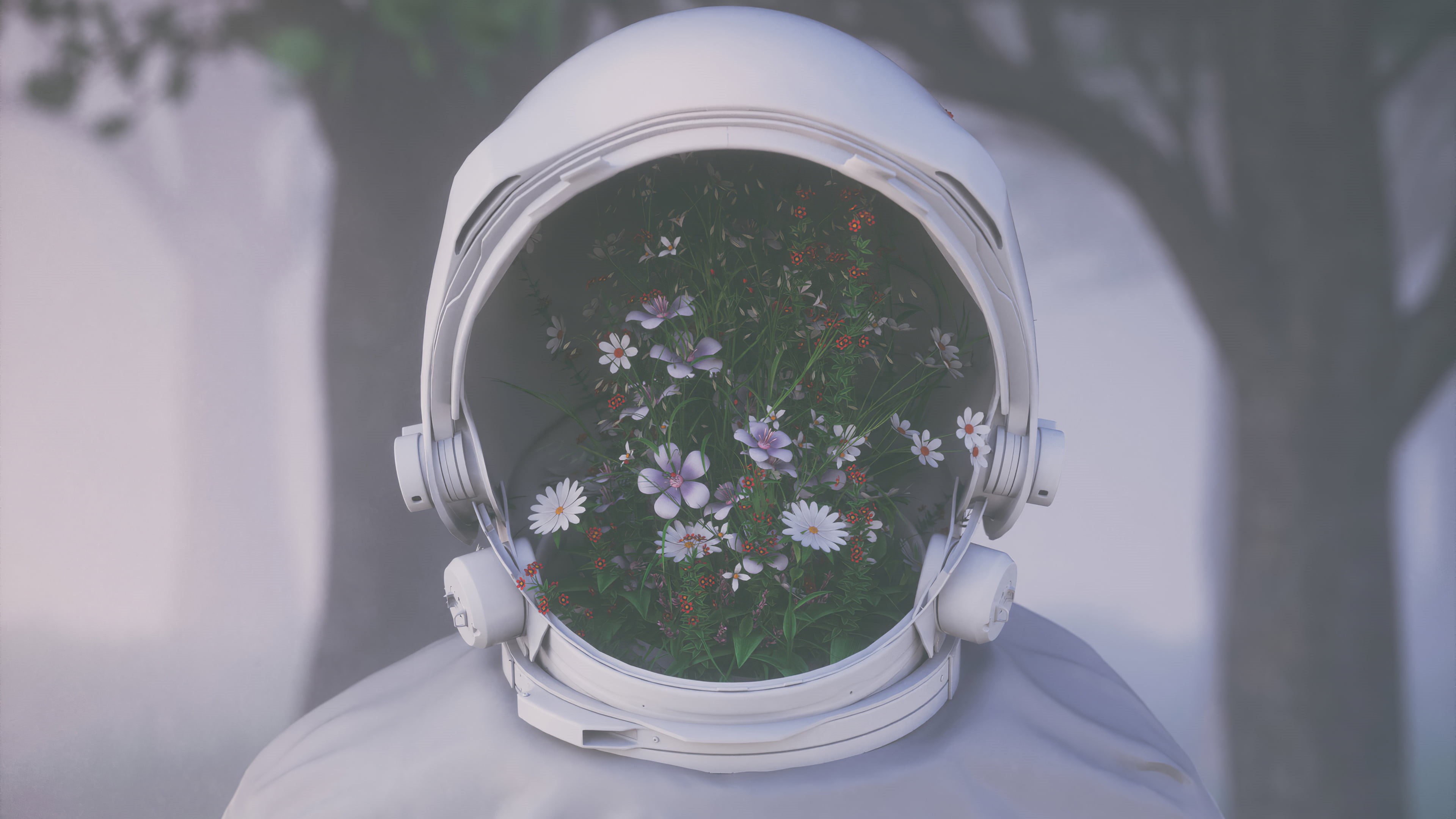 Astronaut, Sci Fi, 4K, Flower, Manipulation, HD Wallpaper