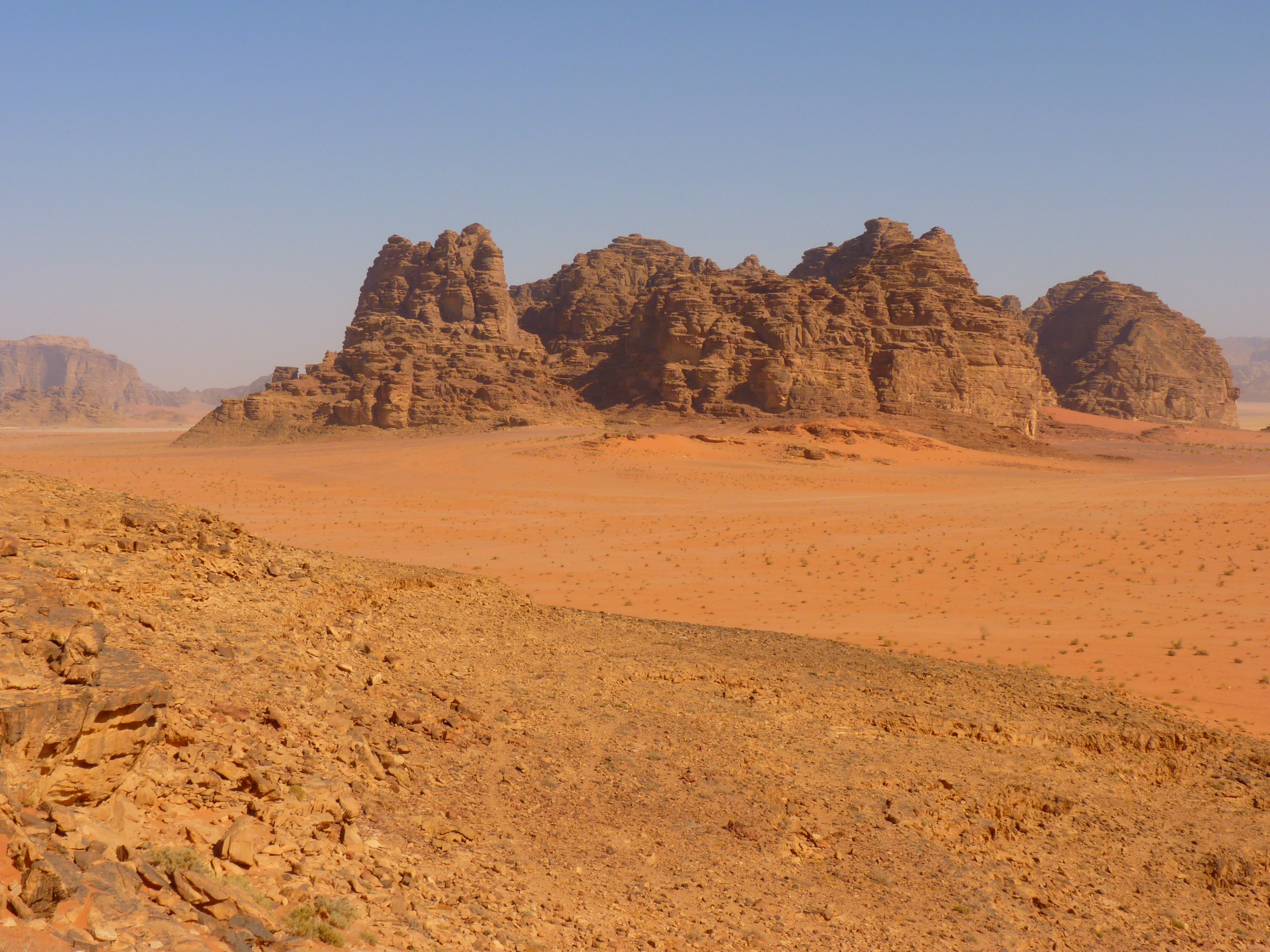 eroded, no people, arid Climate, sandstone, travel, sand, clear sky, sky, landscape, physical geography, holiday, environment, wadi rum, rock - object, HD Wallpaper