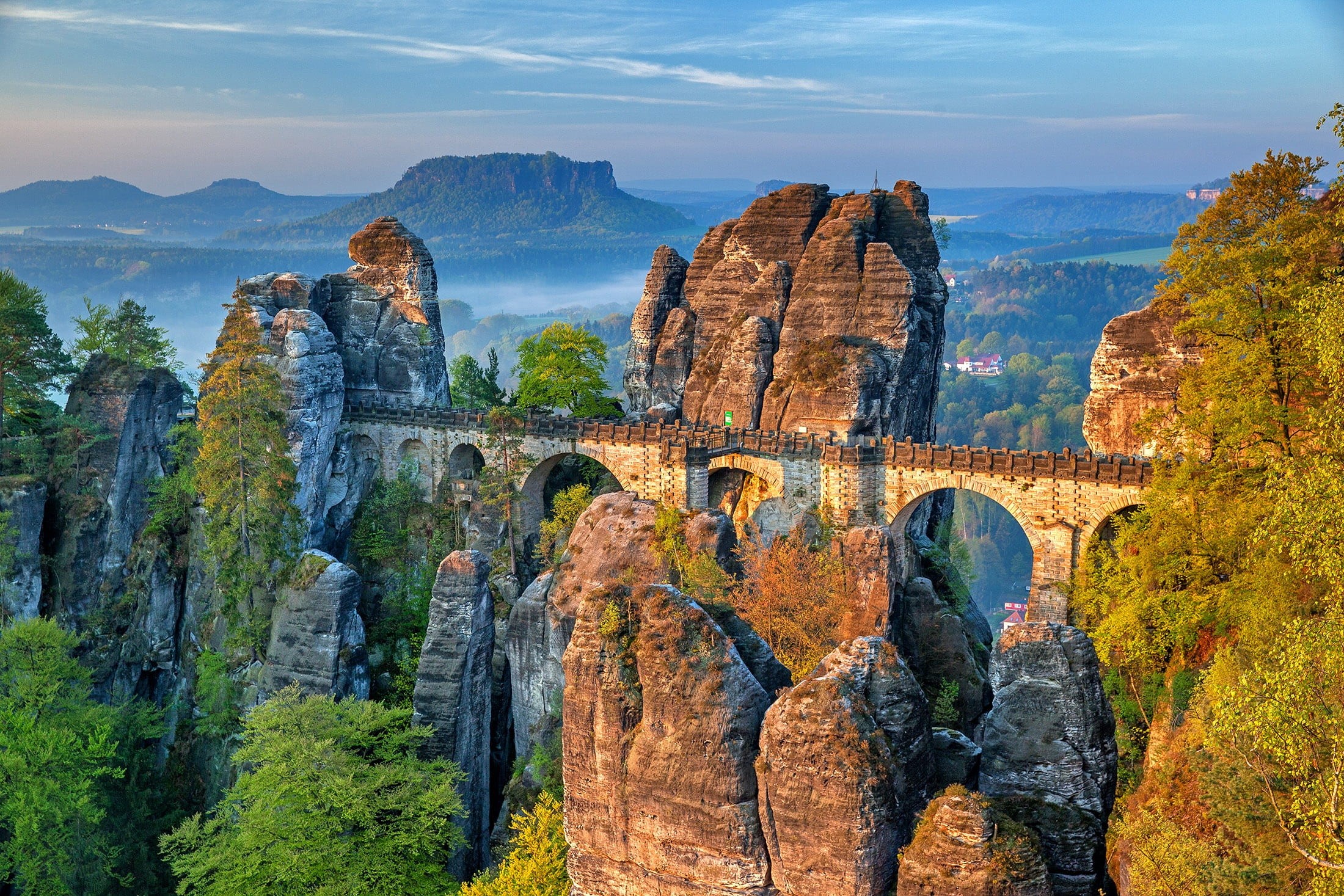 saxon switzerland, travel, photo, mountains, non-urban scene, tranquility, bastei, eroded, plant, travel destinations, arch, bridge - man made structure, HD Wallpaper
