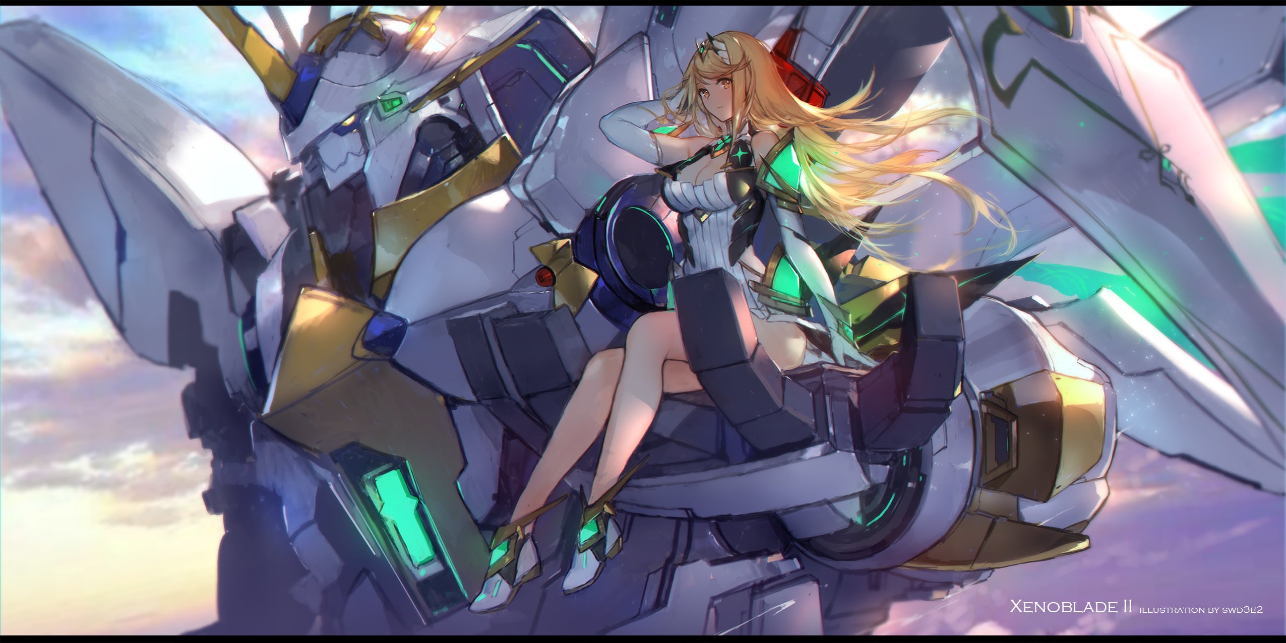 Xenoblade Chronicles 2, Xenoblade, robotic, long hair, blonde, anime girls, 1080P, anime, HD Wallpaper
