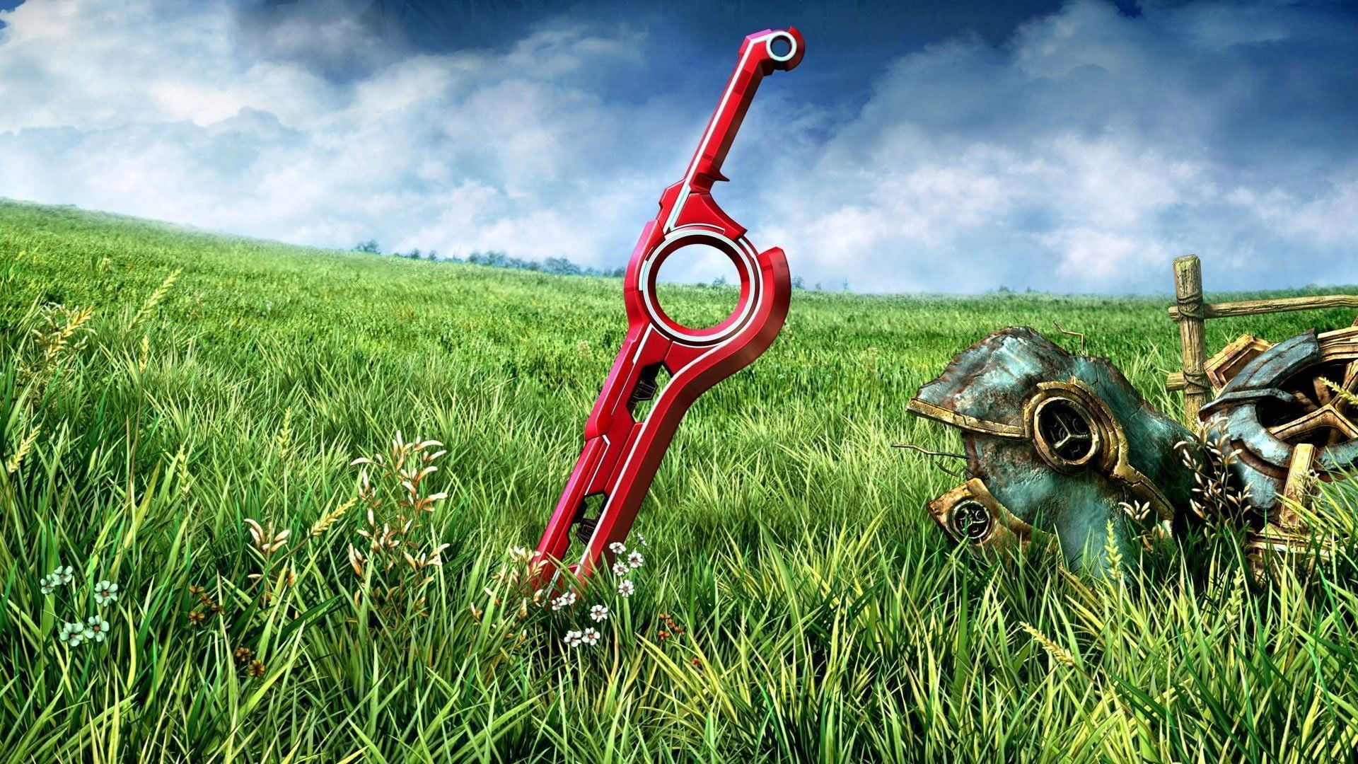 environment, cloud - sky, no people, plant, outdoors, grass, land, landscape, nature, white, Xenoblade Chronicles, field, 1080P, beauty in nature, rural scene, HD Wallpaper
