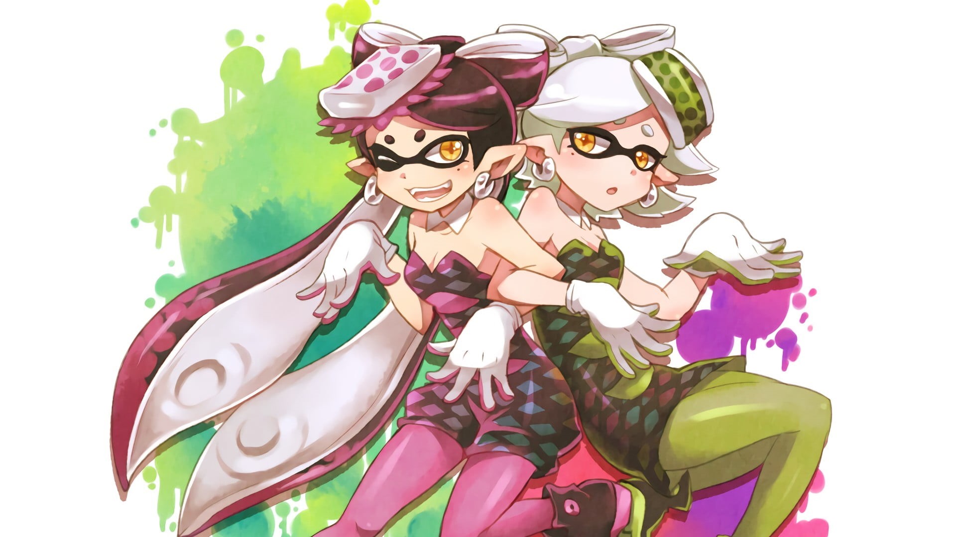 Nintendo, animated, digital composite, creativity, studio shot, close-up, craft, green color, white background, fashion, multi colored, Splatoon, nature, HD Wallpaper