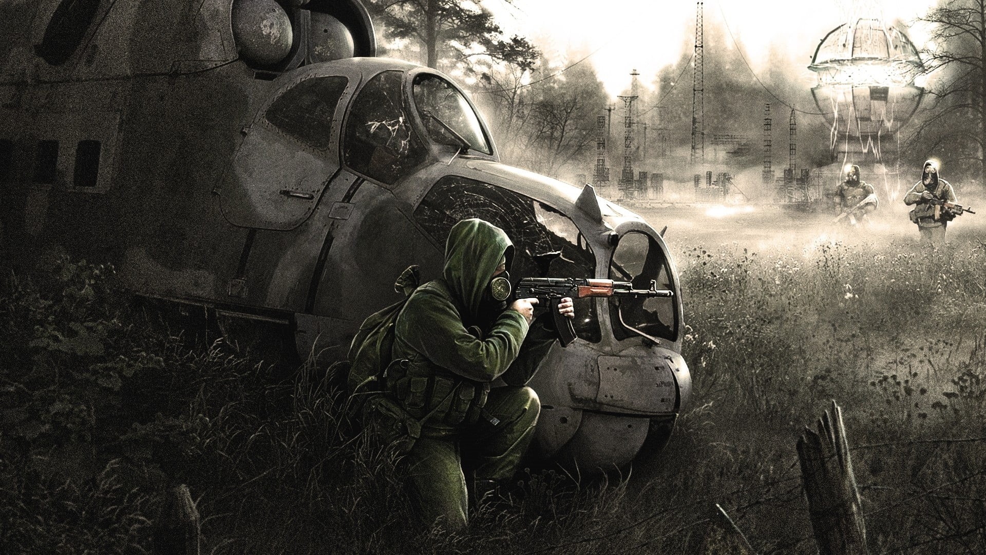 military, uniform, occupation, field, motor vehicle, S.T.A.L.K.E.R., hoodie, rifle, army, armed forces, plant, outdoors, transportation, people, damaged, HD Wallpaper