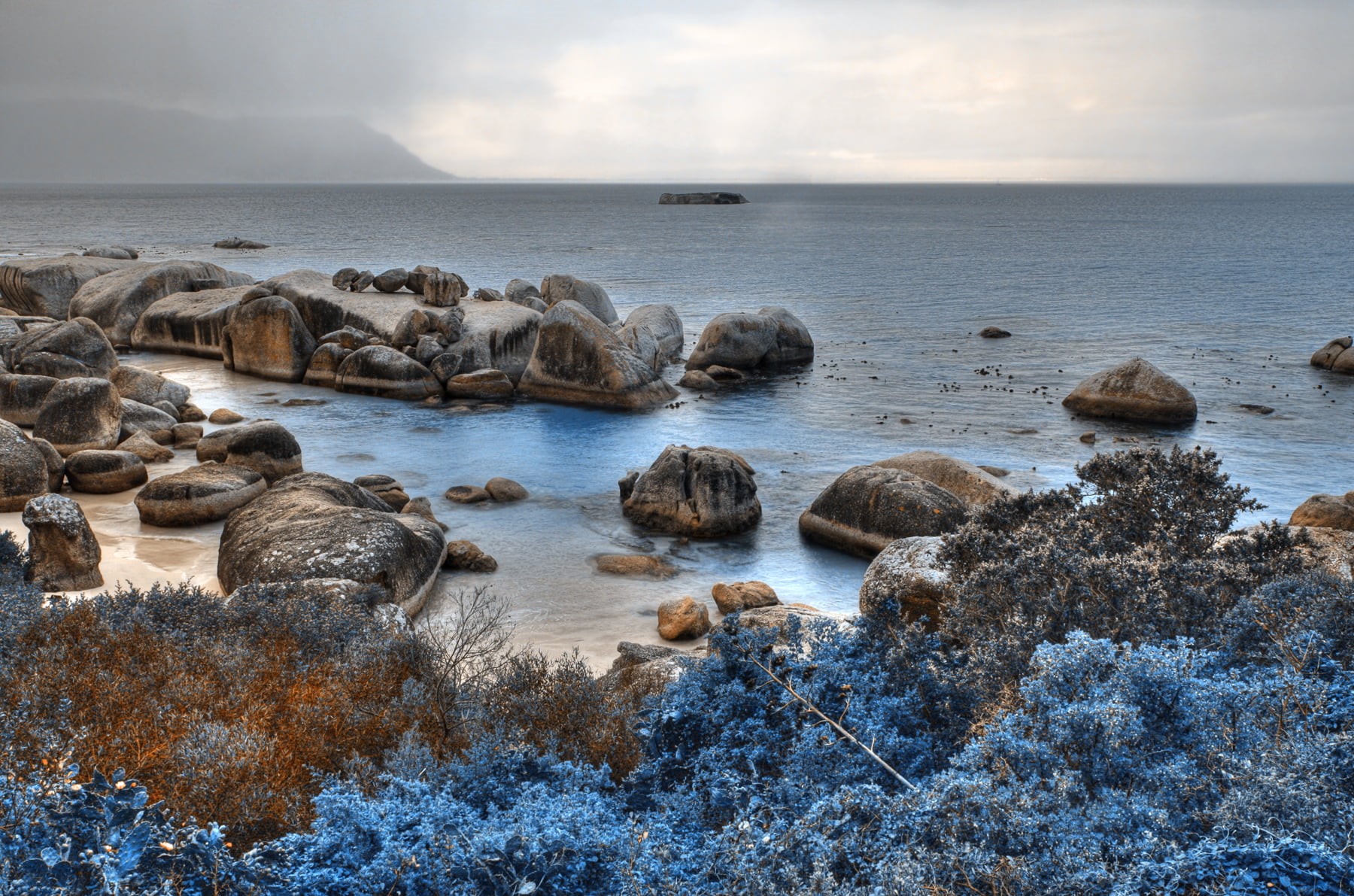 sky, near, scenic, colors, shore, land, scape, high, dreamlike, HDR, ocean  water, photograph, coastline, body of water, colour, beautiful, colorful, picture, HD Wallpaper