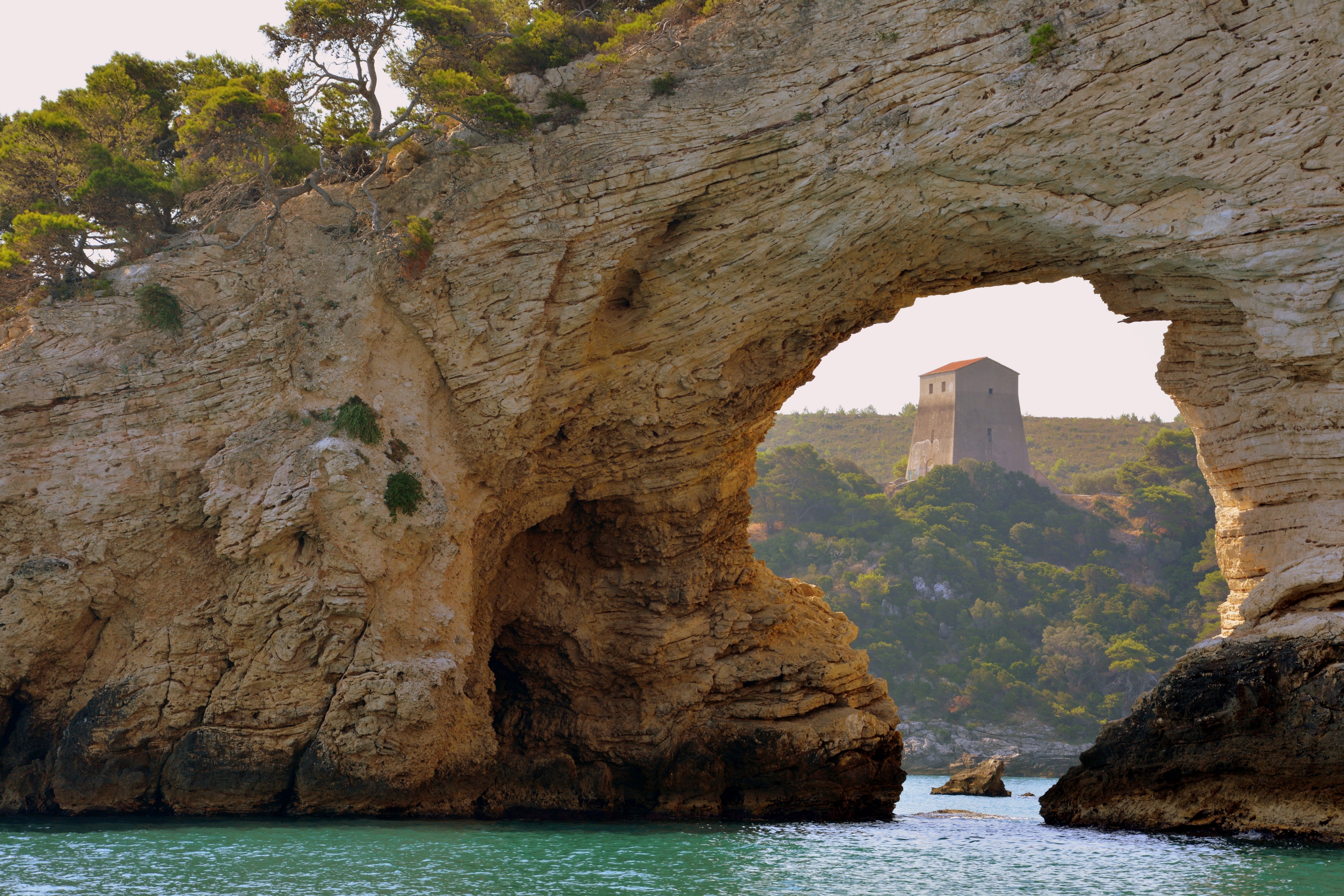 cave, water, built structure, natural arch, travel, no people, boat, gargano, arco san felice, tourism, history, outdoors, puglia, nature, eroded, italy, HD Wallpaper