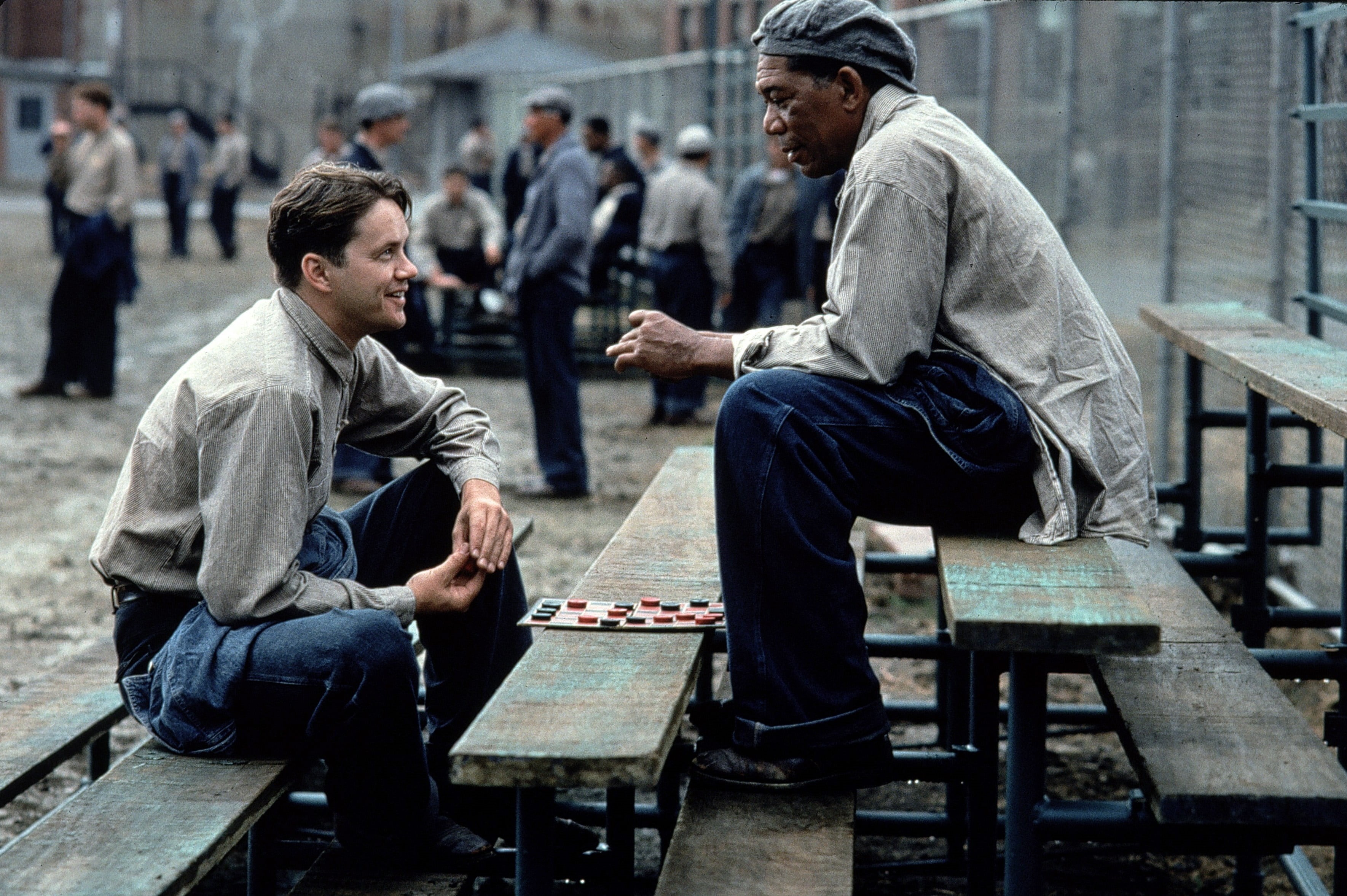 leisure activity, white, 2K, Tim Robbins, young adult, Andy Dufresne, men, architecture, city, relaxation, side view, seat, young men, The Shawshank Redemption, HD Wallpaper
