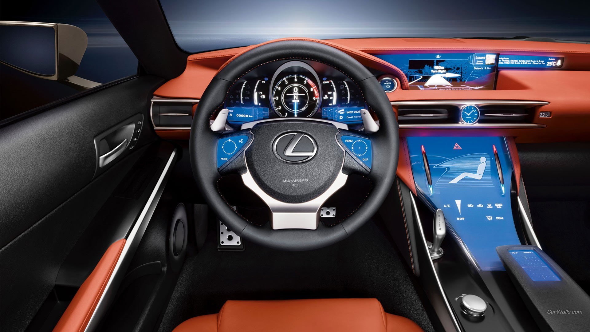 mode of transportation, black, 1080P, control panel, travel, wealth, vehicle interior, luxury, no people, Lexus LF-CC, car, speed, transportation, steering, HD Wallpaper