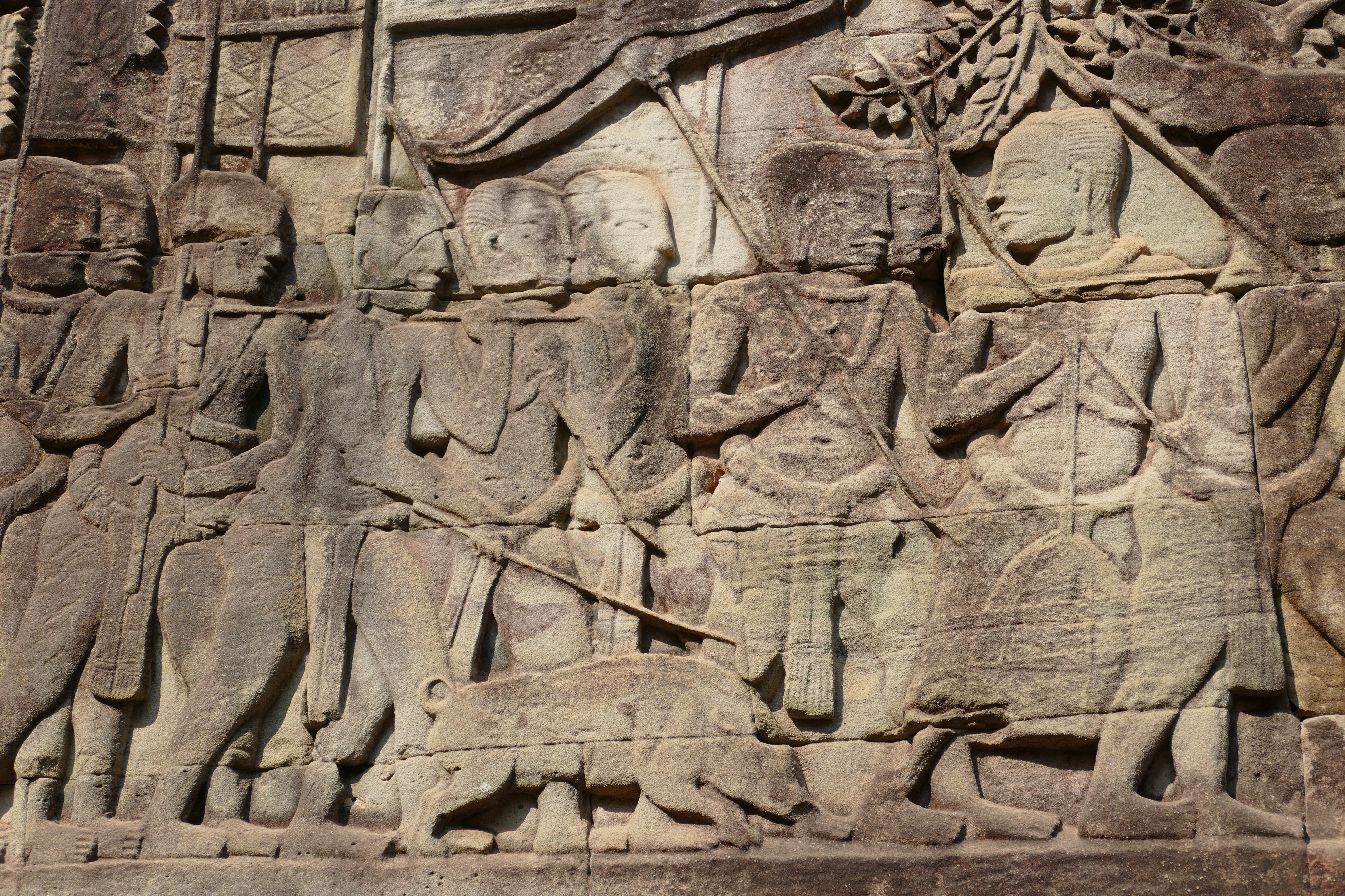 image, bas relief, temple complex, temple - Building, pig, human, close-up, creativity, craft, farm, solid, human representation, Cambodia, unesco, sculpture, HD Wallpaper