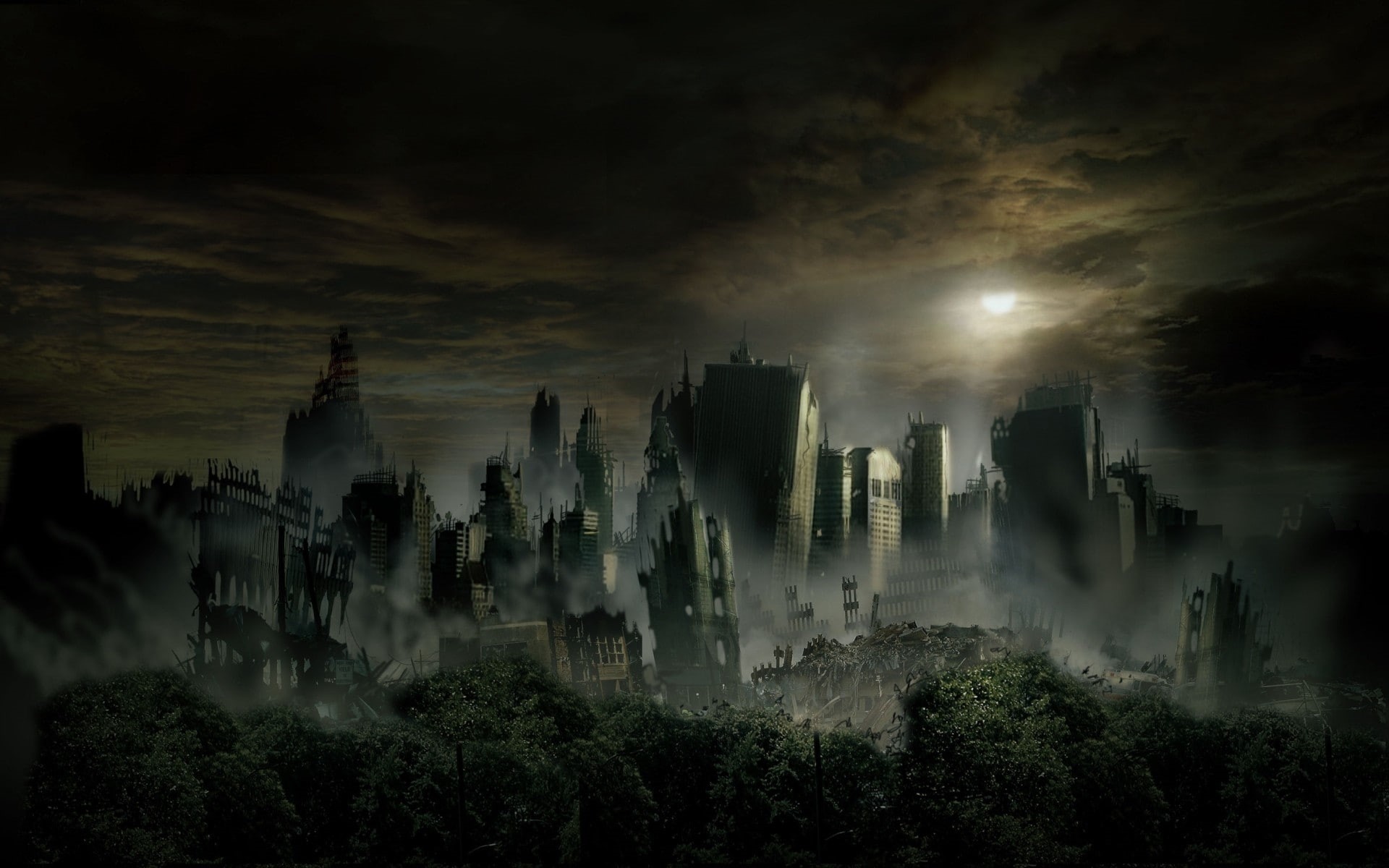 city, cityscape, ruin, apocalyptic, 1080P, HD Wallpaper