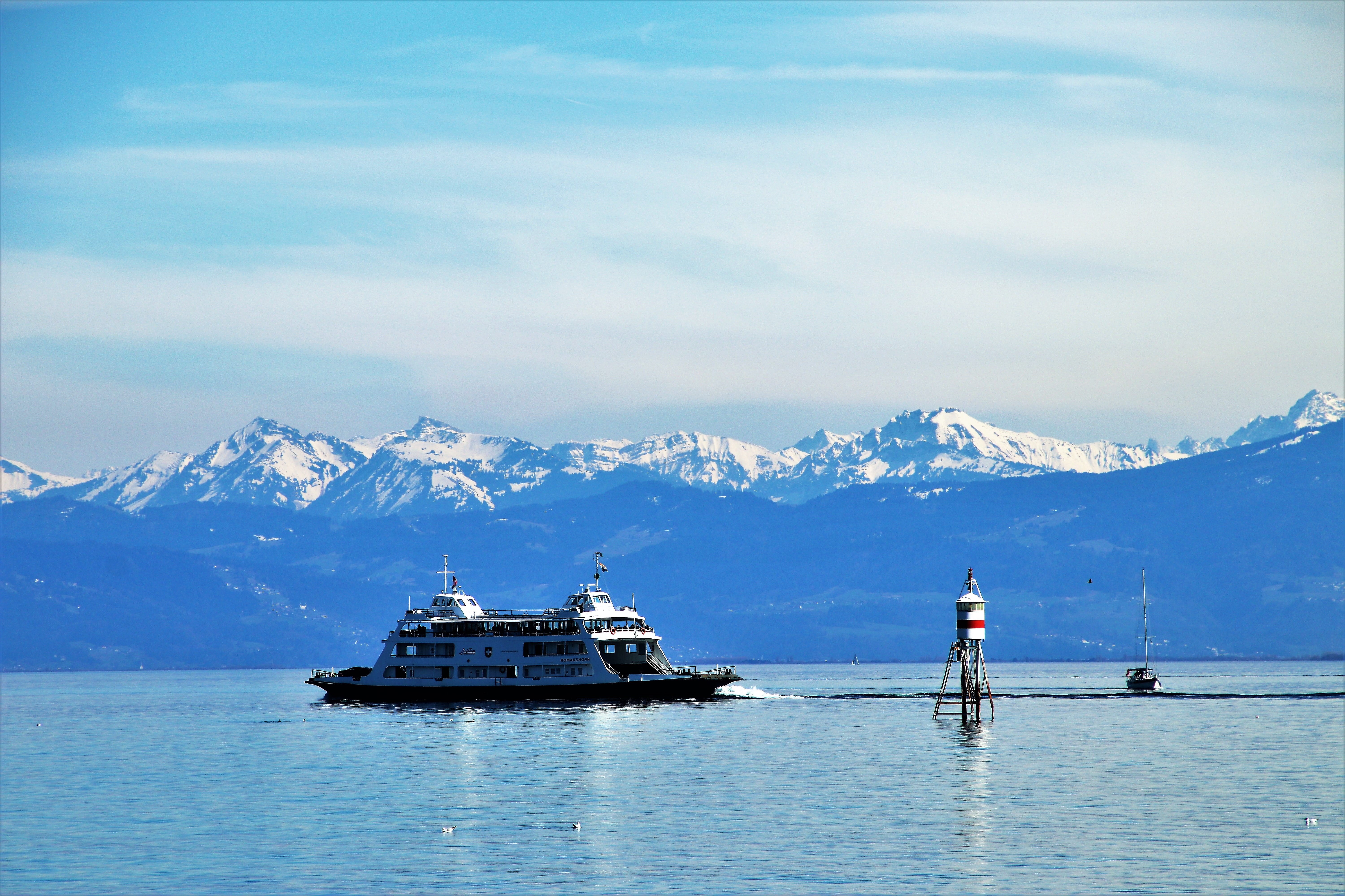white, near, the silence, the wave is reflected, sunny day, bodensee, landscape, sea, travel, daytime, sky, beauty in nature, winter, at the court of, blue, HD Wallpaper