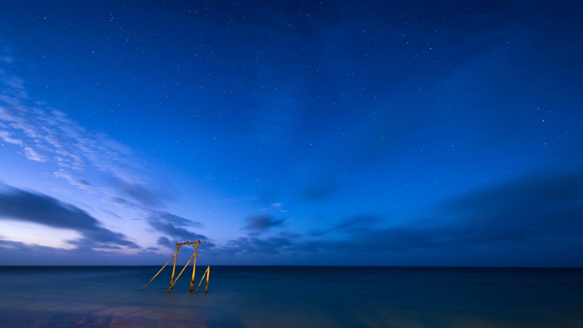 monolithic, construction, nature, stars, 1080P, sky, starry, architecture, nature and landscapes, HD Wallpaper