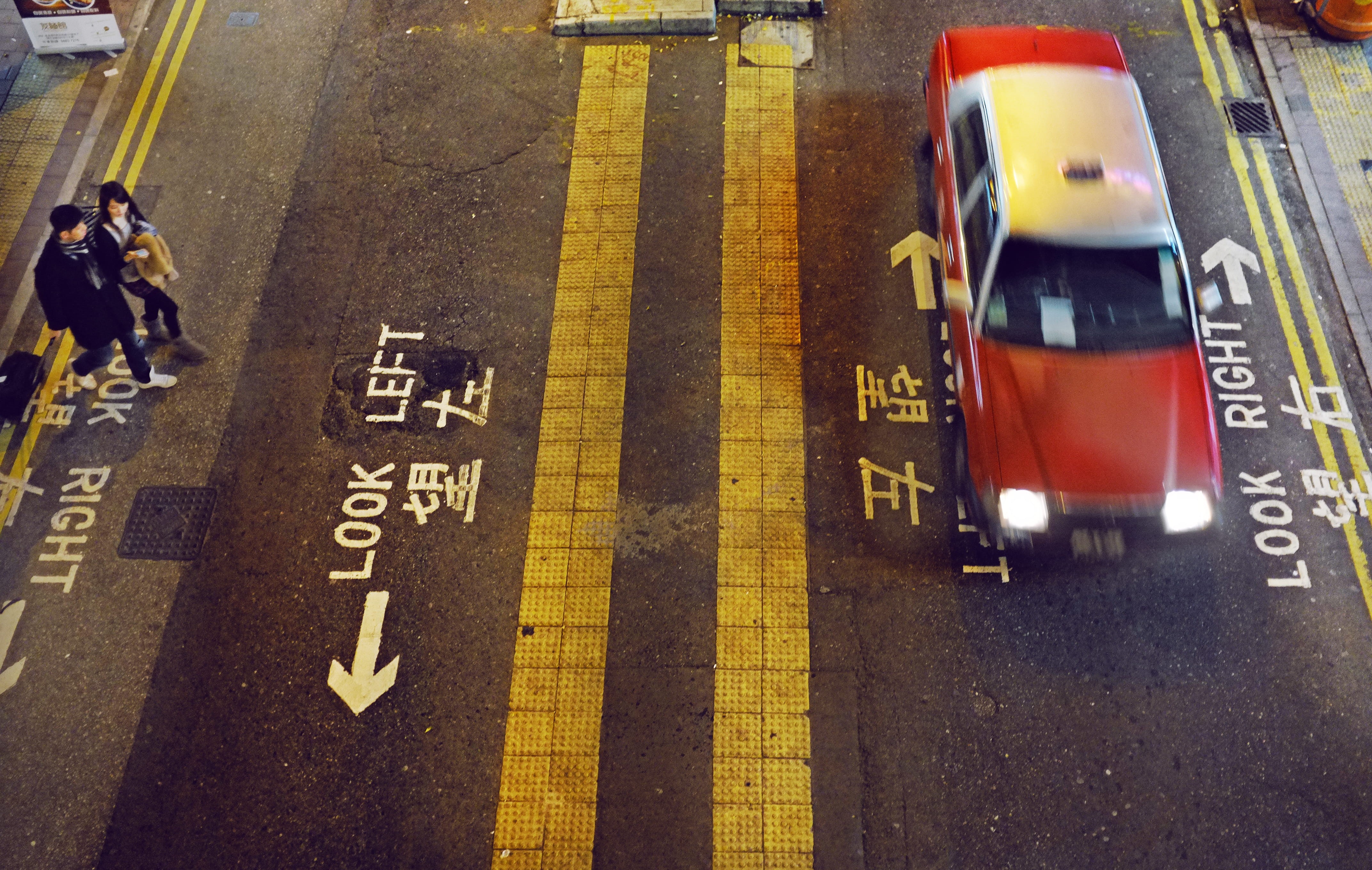 speeding, standing, road, mode of transportation, nighttime, transportation, taxi, editorial, driving, symbol, right, woman, sedan, walking, red, no people, HD Wallpaper