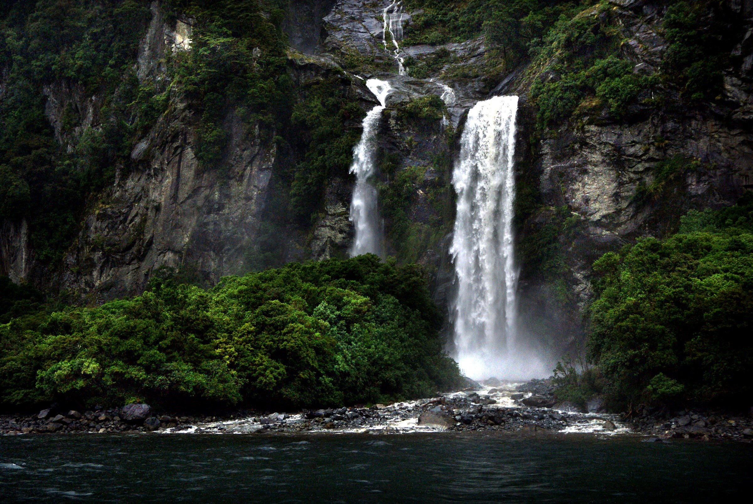 cliff, landscape, After the rain, Sony DSLR-A300, water, Dedication, Public Domain, CC0, Waterfalls, photos, nature, Fiordland National Park, Milford Sound NZ, HD Wallpaper