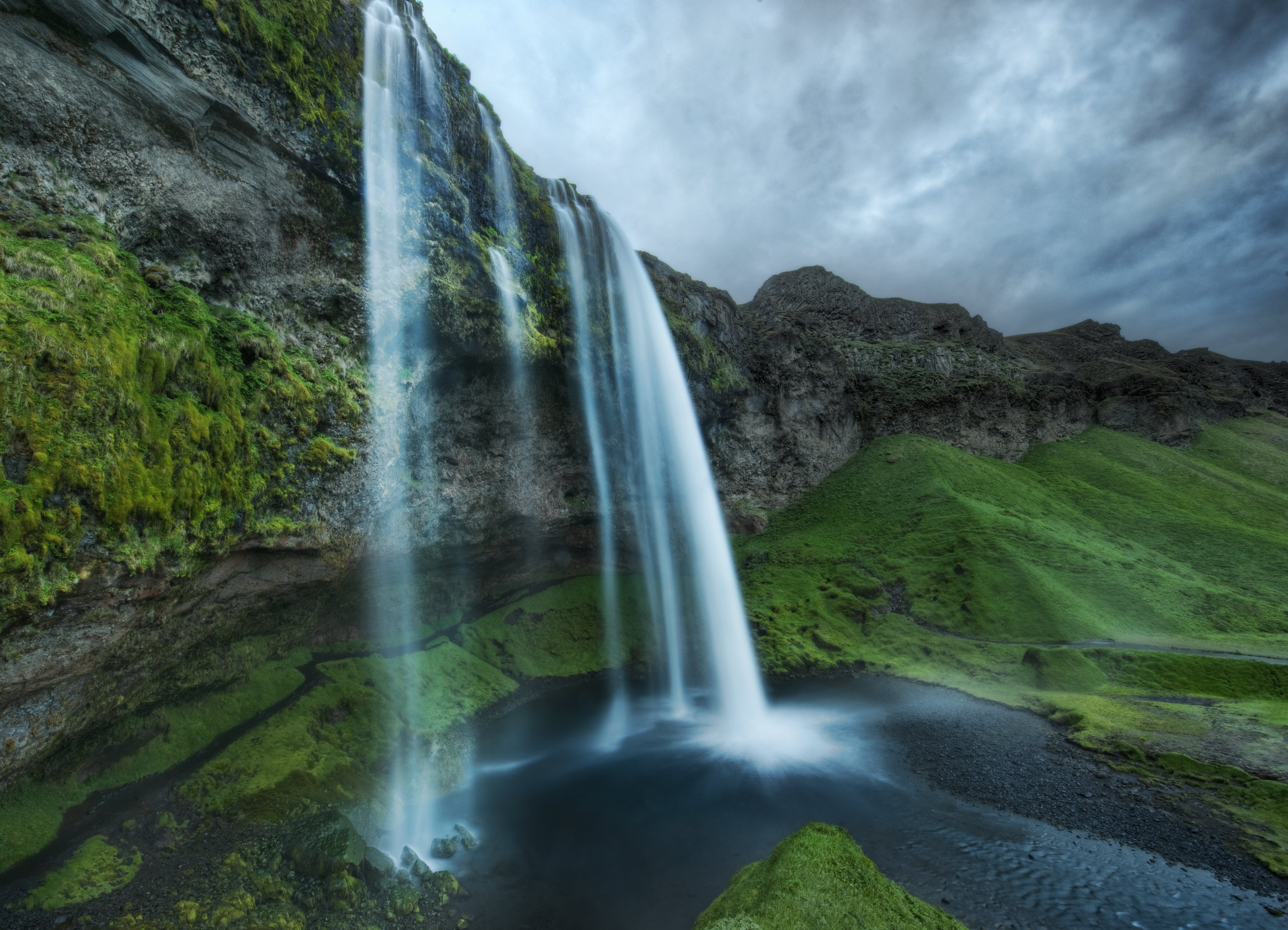 travel  blog, hdr, software, world, tutorial, Ísland, midatlantic ridge, green Color, stuck, north atlantic, mountain, Iceland, falls, landscape, Europe, HD Wallpaper