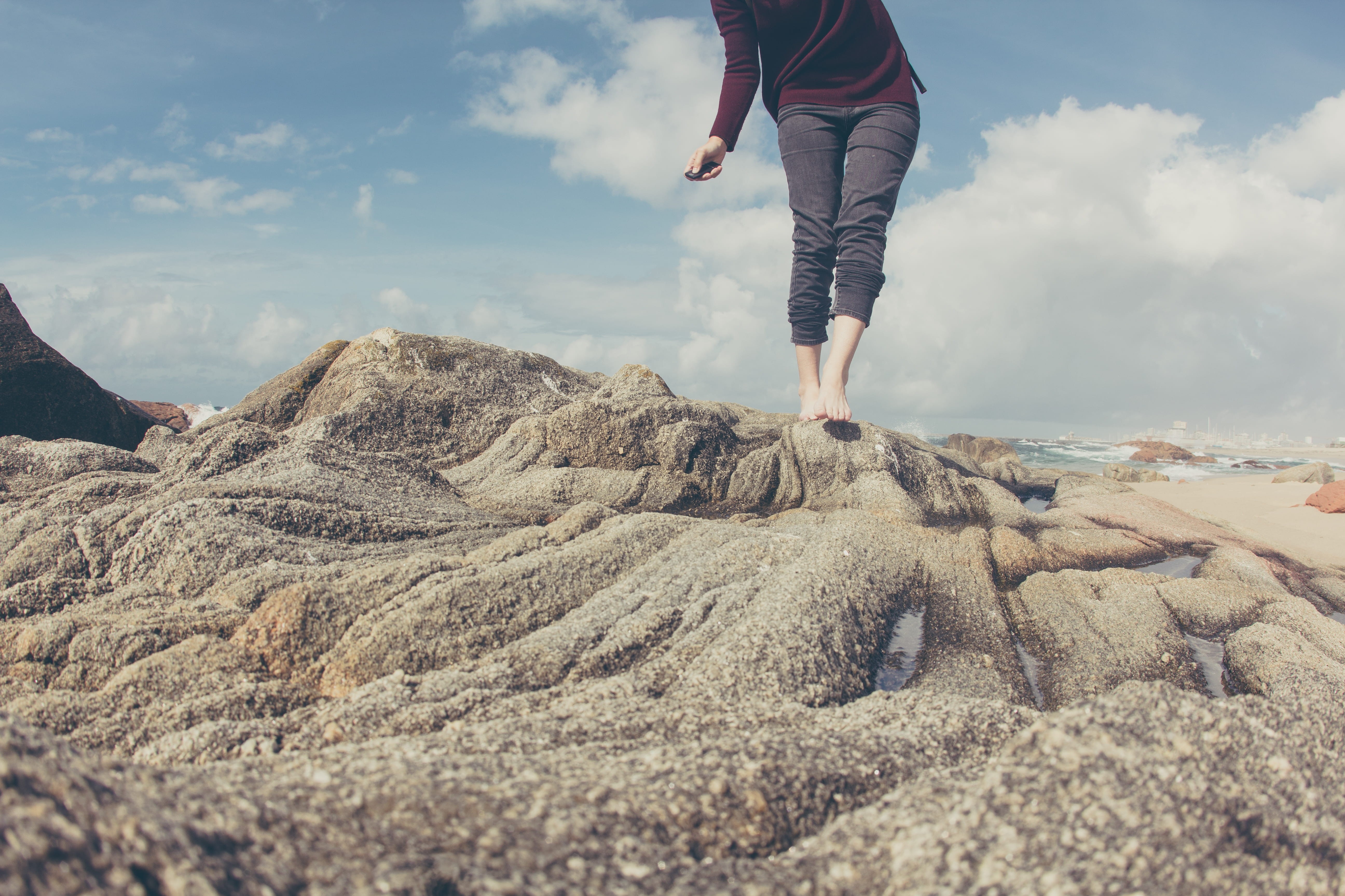 outdoors, rock - Object, leisure activity, people, 5K, motion, brown soil, human body part, black, near, landscape photography, land, woman, daytime, limb, HD Wallpaper