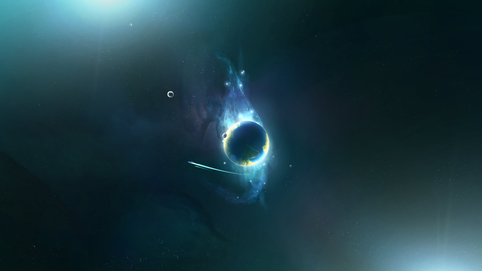 water, nature, fish, sky, nebula, marine, artwork, space, night, no people, sunbeam, animal, animals in the wild, blue, star - Space, black, outdoors, deep, HD Wallpaper