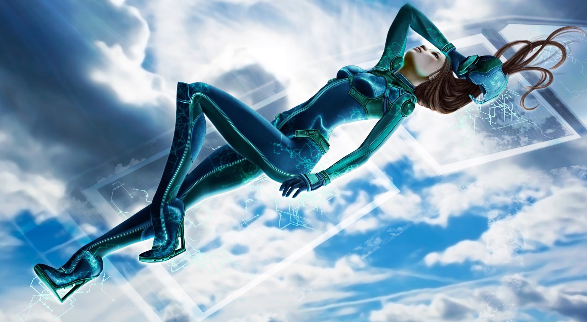 cyberpunk, girl, 1080P, sky, futuristic, HD Wallpaper