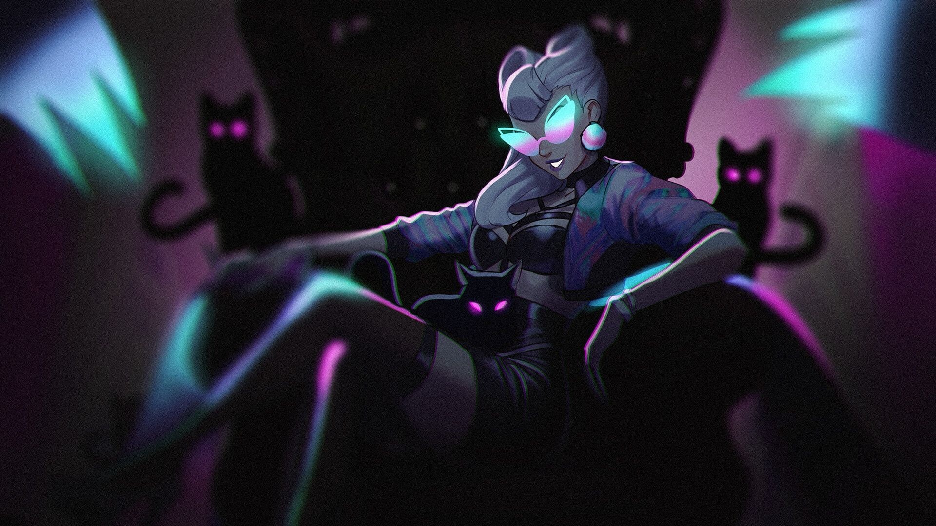 1080P, Evelynn (League of Legends), dark, KDA Evelynn, cats, League of Legends, HD Wallpaper