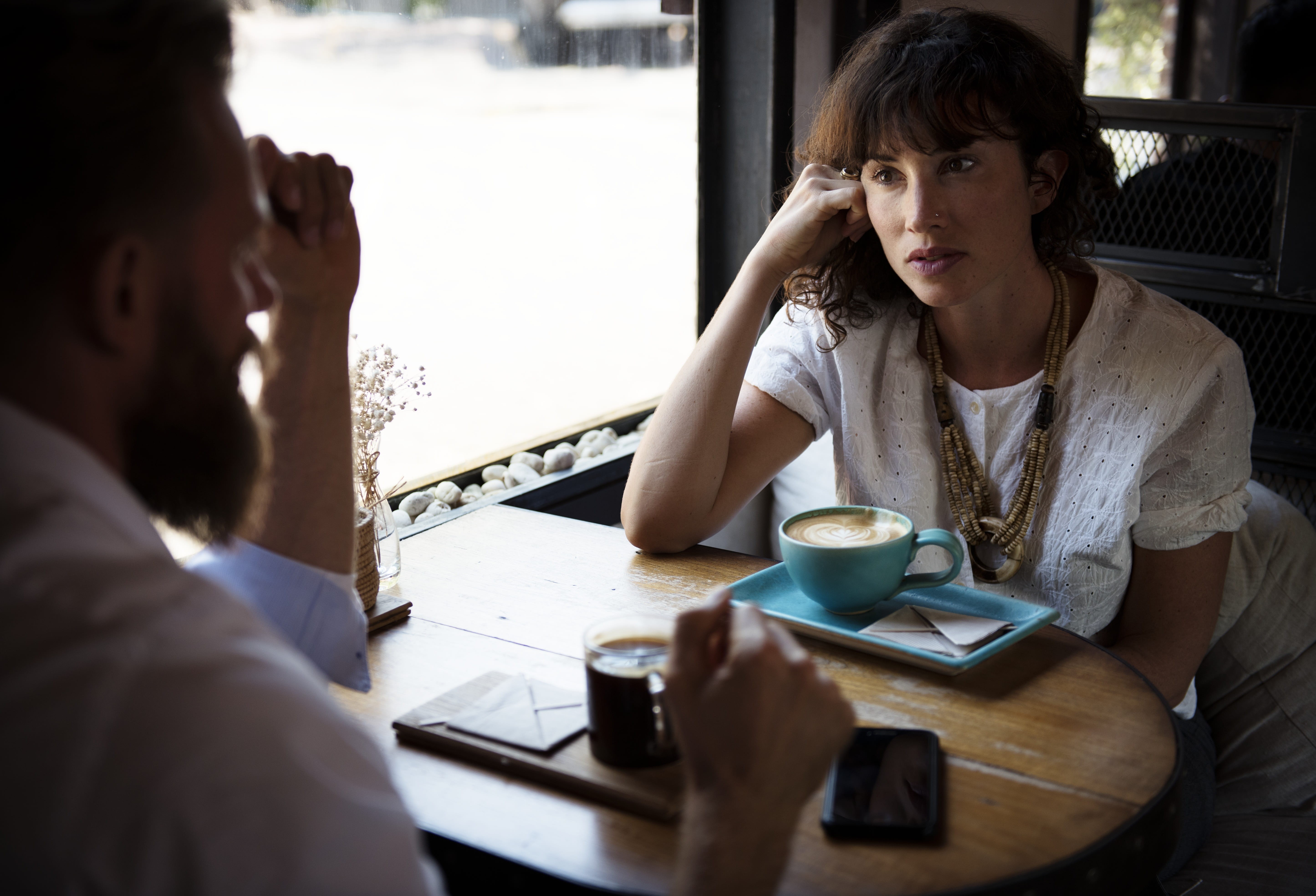 shirt, dress, coffee cup, listening, portrait, drink, men, 5K, meeting, young men, communication, top, mug, henley, talking, headshot, couple - relationship, HD Wallpaper