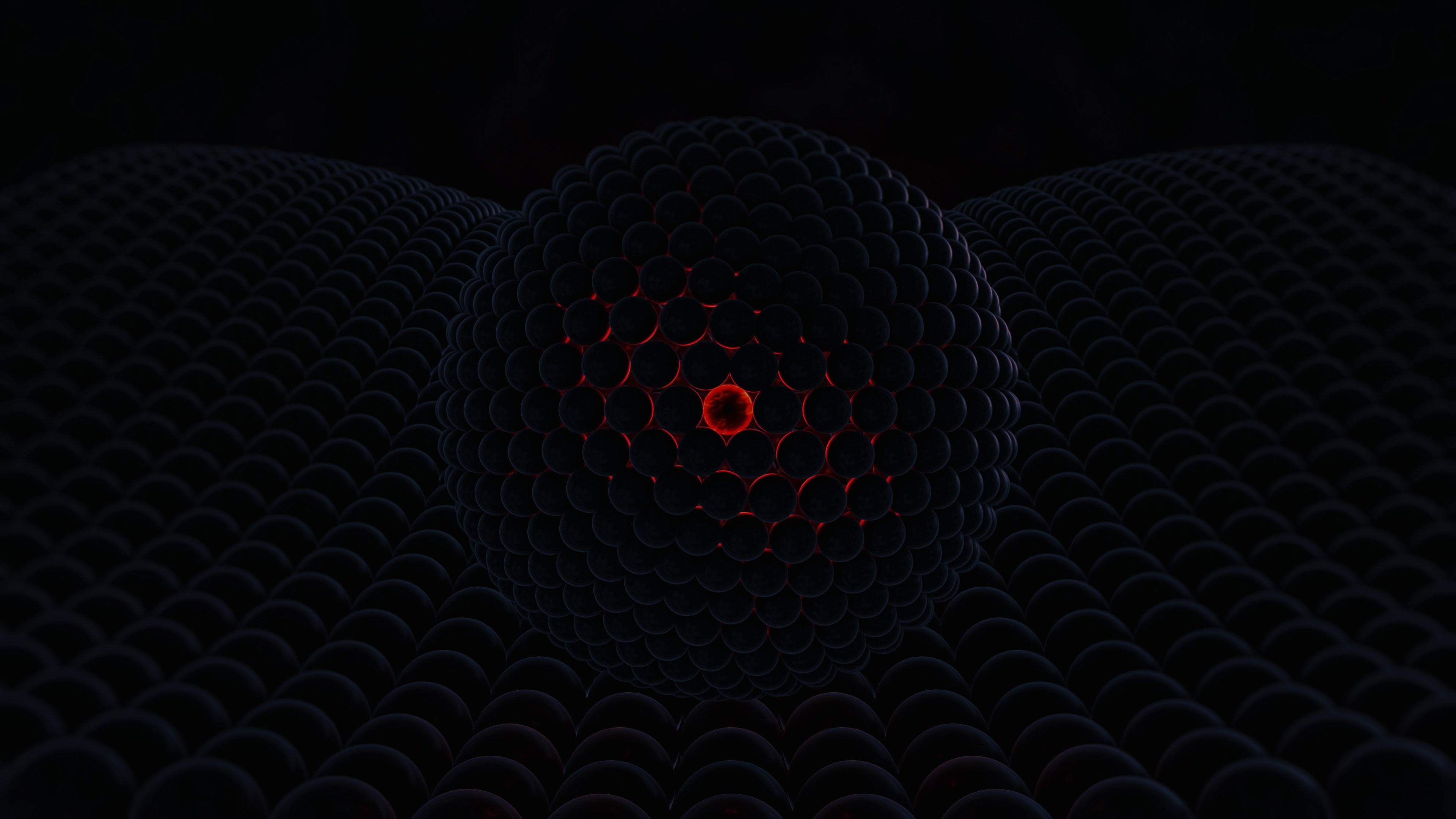 red, d, orb, 4K, art, dark, glowing, HD Wallpaper