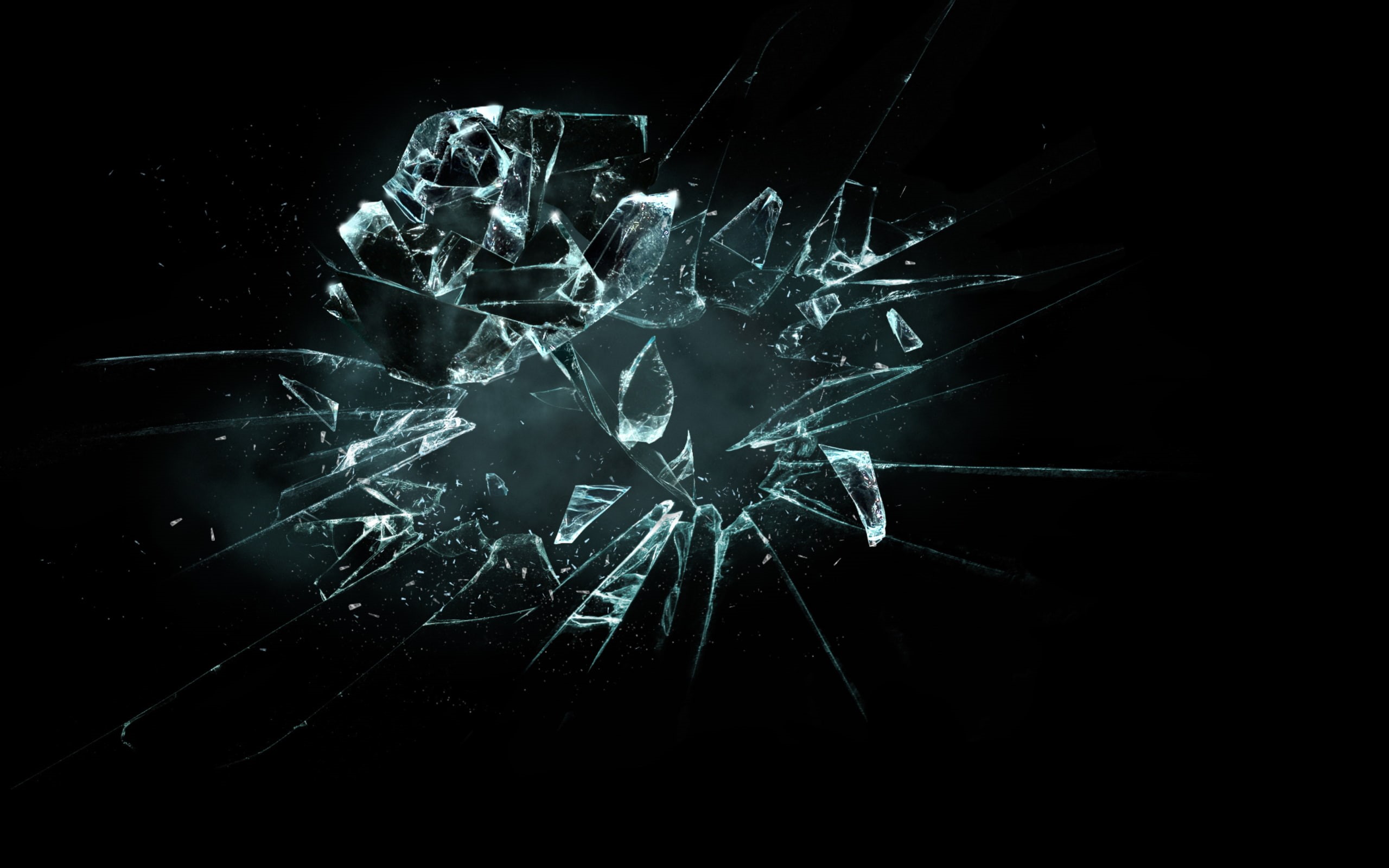artistic, broken, 3d, d, black, glass, 2K, HD Wallpaper