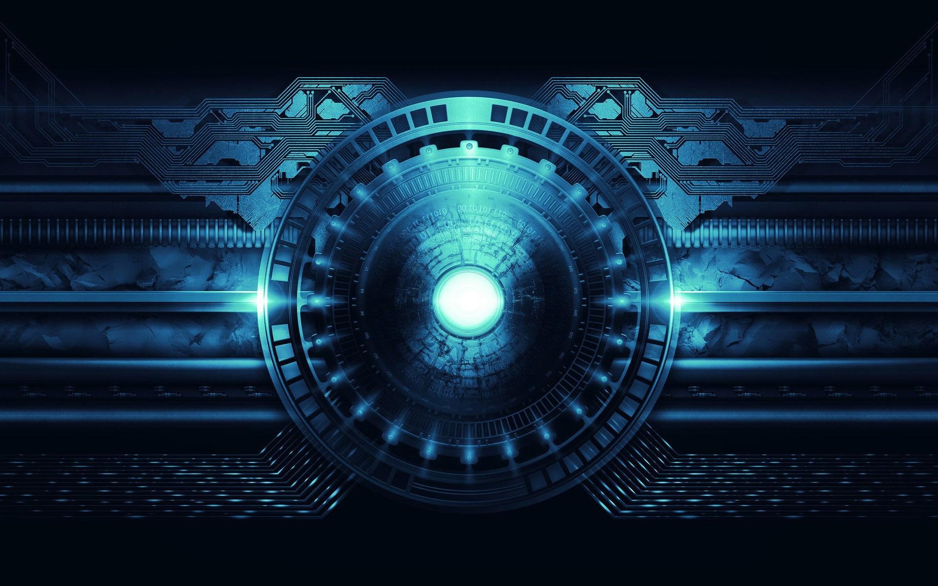 digital art, blue, hand, orb, 1920x1200, round, tool, 1080P, black, HD Wallpaper
