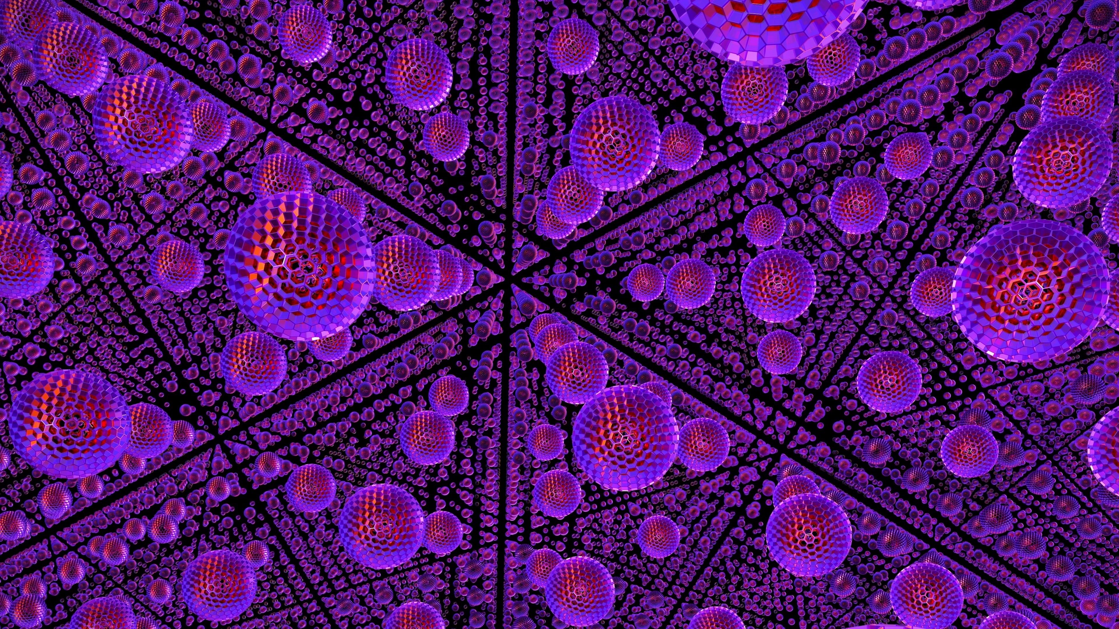 4K, 3d, fractal art, pattern, orb, psychedelic art, fractal, ball, purple, abstract art, sphere, spheres, HD Wallpaper