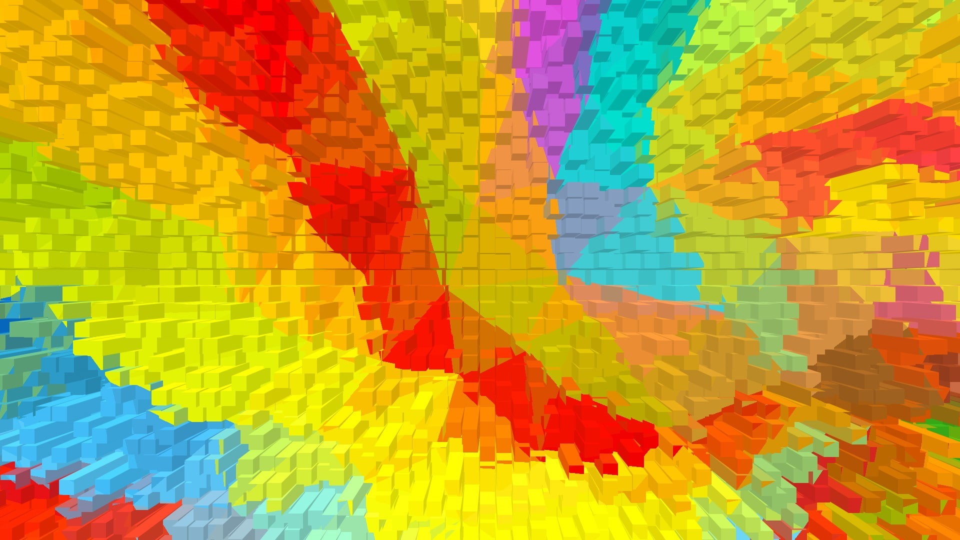 colorful, 1080P, cubes, 3d, d, abstract, teal, yellow, blue, red, background, orange, 1920x1080, purple, HD Wallpaper