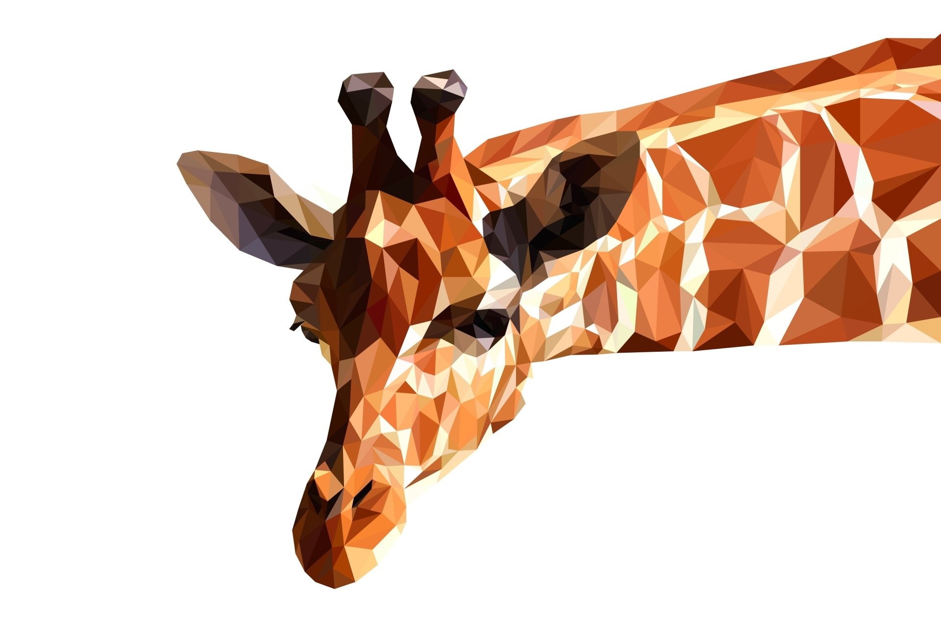 Facets, 1080P, Polygon, Abstract, Digital Art, Low Poly, Giraffe, HD Wallpaper