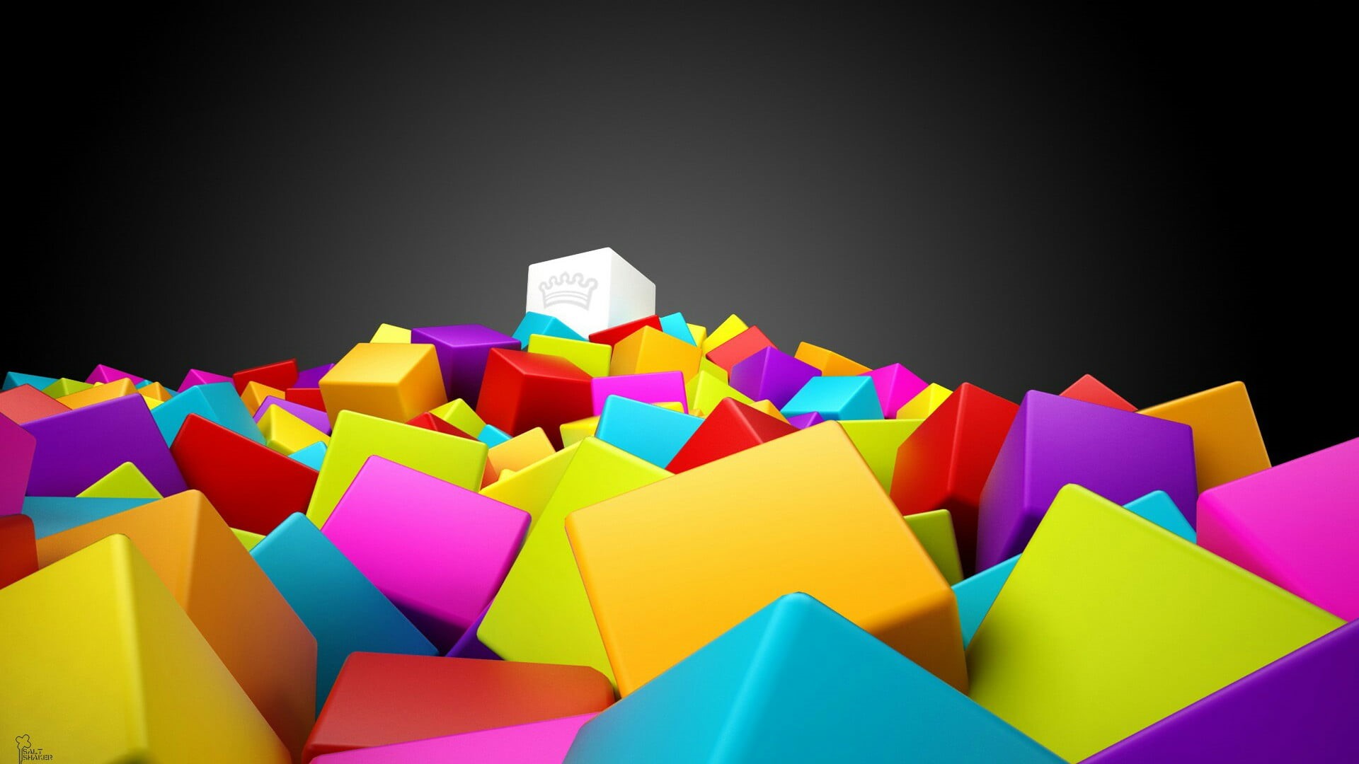 cyan, no people, cubes, design, colors, gray background, studio shot, multi colored, copy space, shape, blue, art and craft, gray, king, abstract, animation, HD Wallpaper