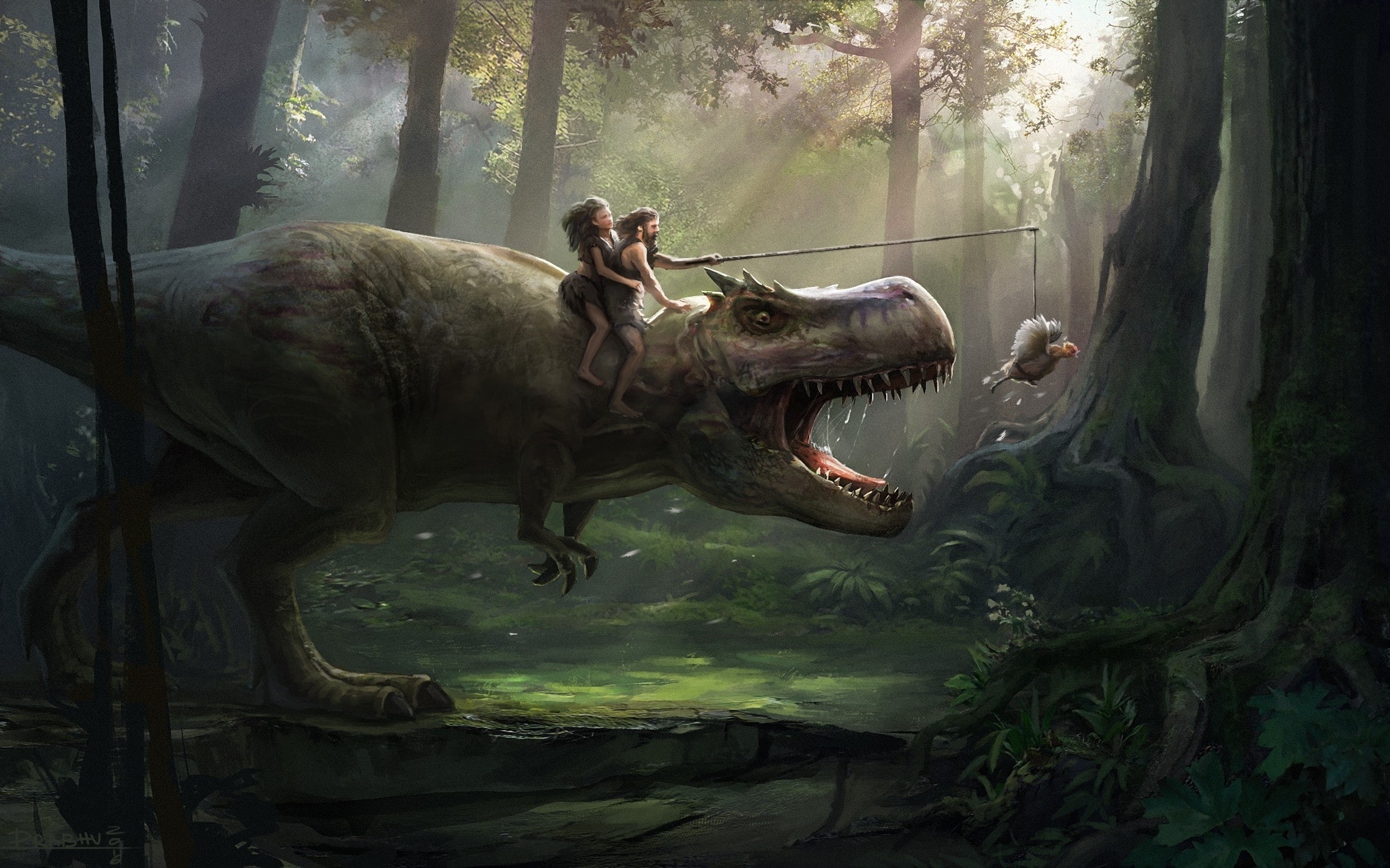 humor, prehistoric, T-Rex, 1080P, HD Wallpaper