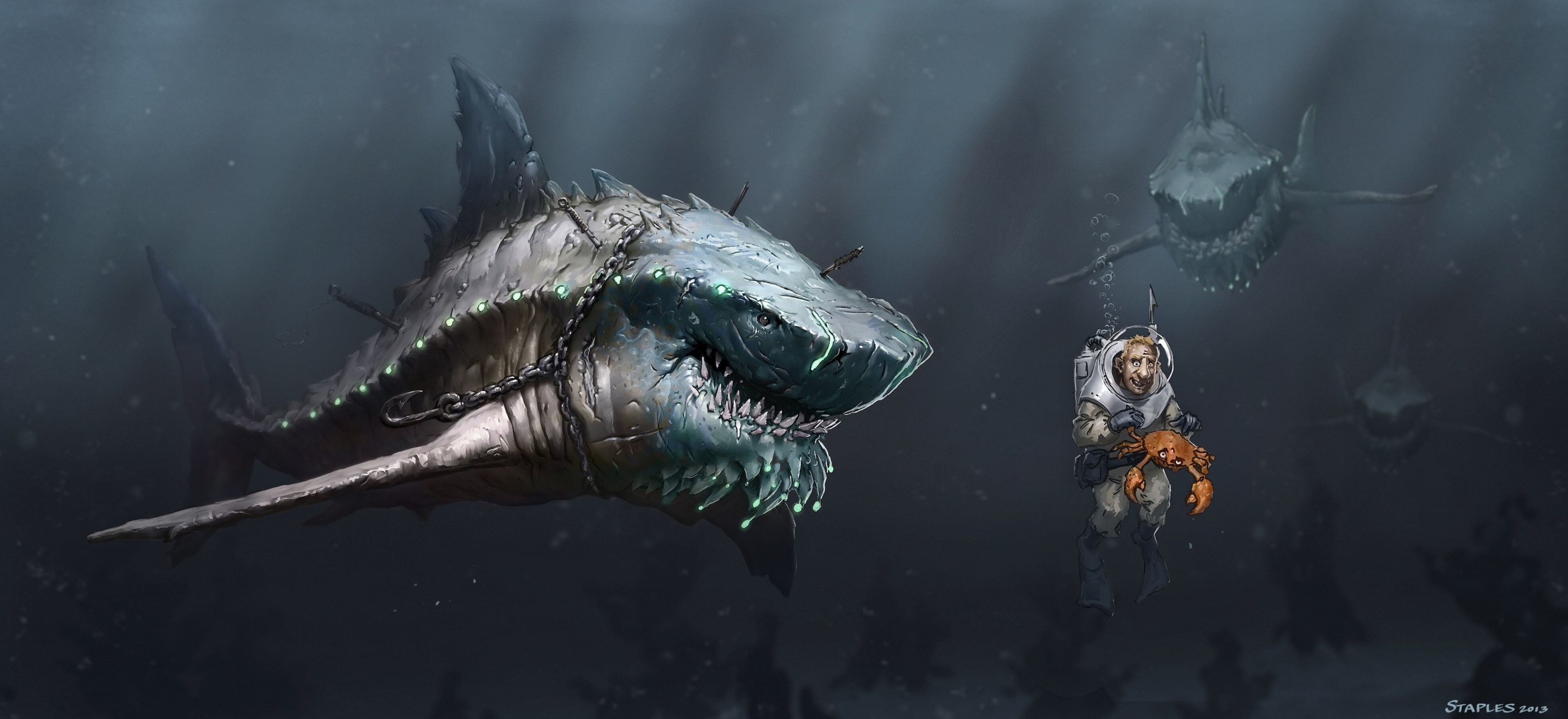 underwater, undersea, no people, megalodon 4k hd  for pc download, marine, sea life, animal themes, vertebrate, 4K, day, animal wildlife, swimming, nature, HD Wallpaper