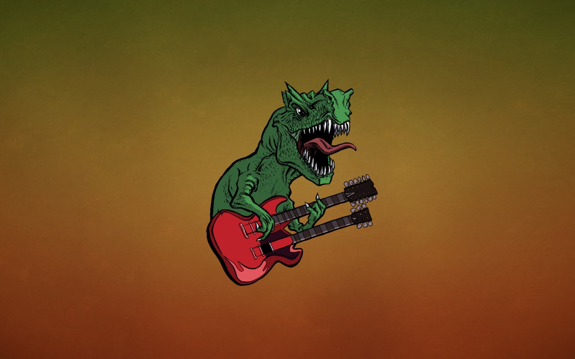 representation, no people, art and craft, rex, guitar, 1080P, animal wildlife, green, dragon, animal, nature, outdoors, digital composite, t, copy space, HD Wallpaper