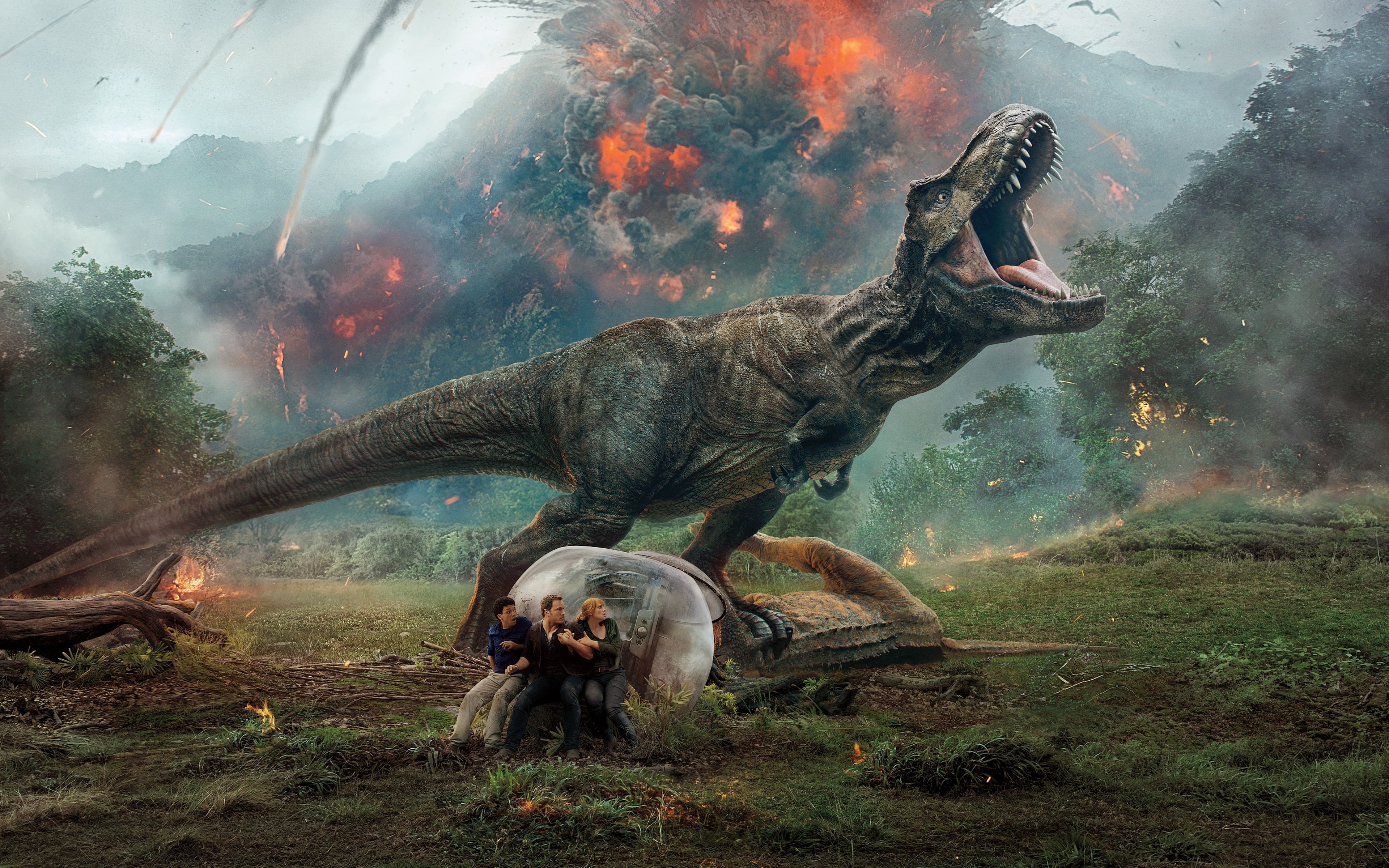 4K, nature, no people, creativity, sunlight, Movies, animal wildlife, day, mouth open, land, animal, animal representation, jurassic world: fallen kingdom, HD Wallpaper