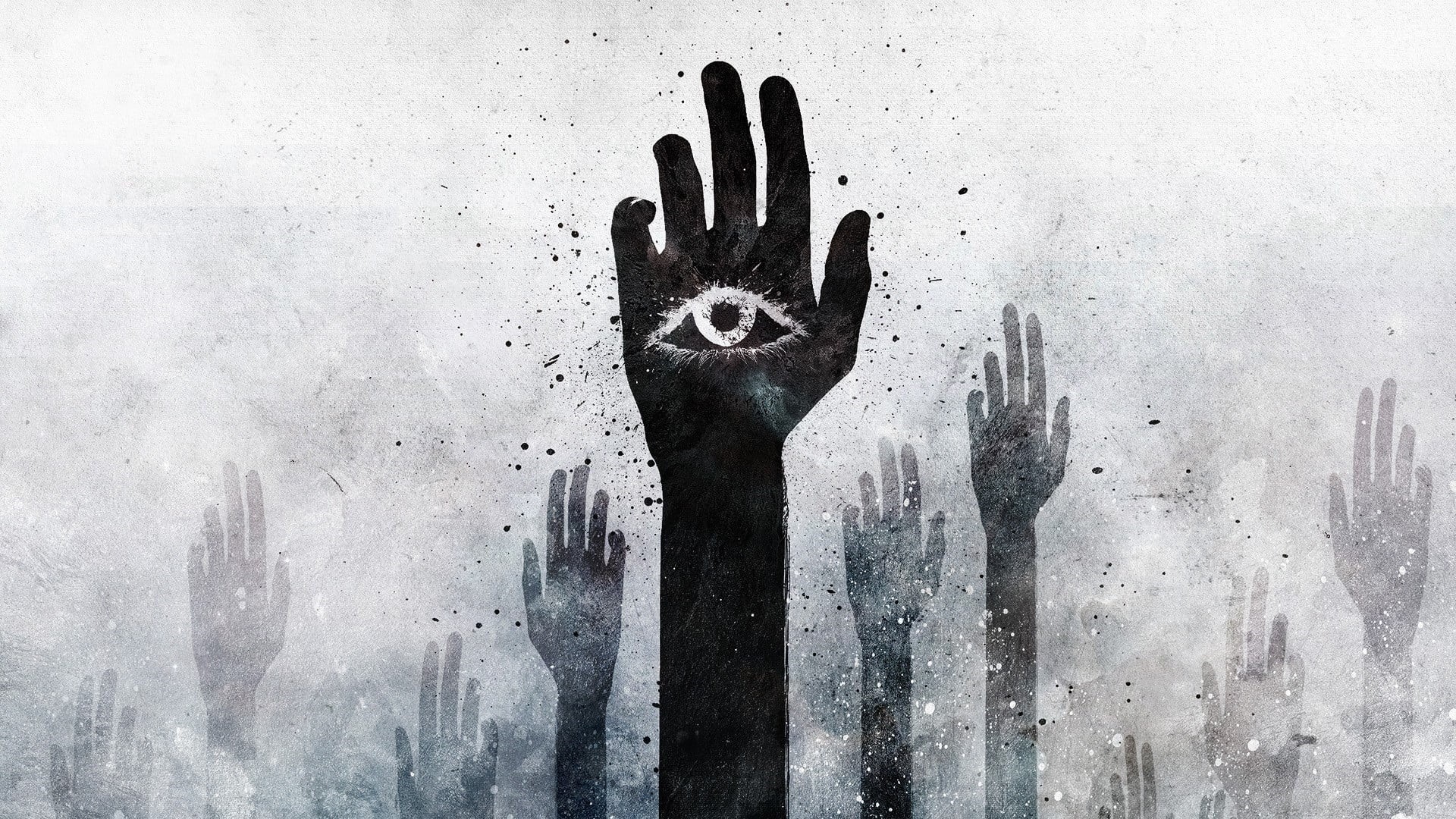 sign, unrecognizable person, handprint, hand, symbol, the all seeing eye, illustration, touching, artwork, Alex Cherry, people, males, human Finger, grunge, HD Wallpaper