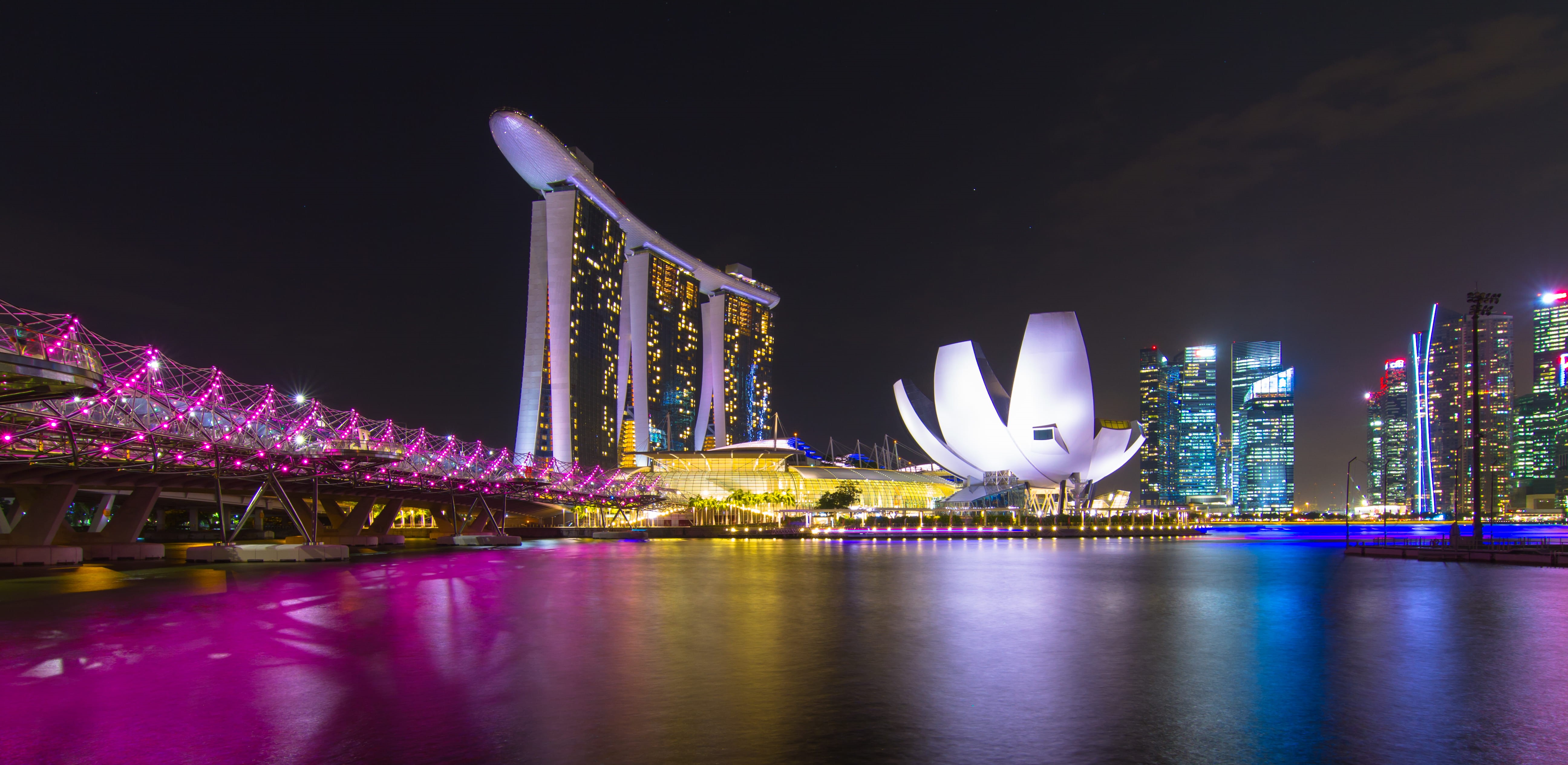 nature, modern, river, cityline, sky, architecture, building exterior, illuminated, city line, colorful, reflection, outdoors, city light, built structure, HD Wallpaper