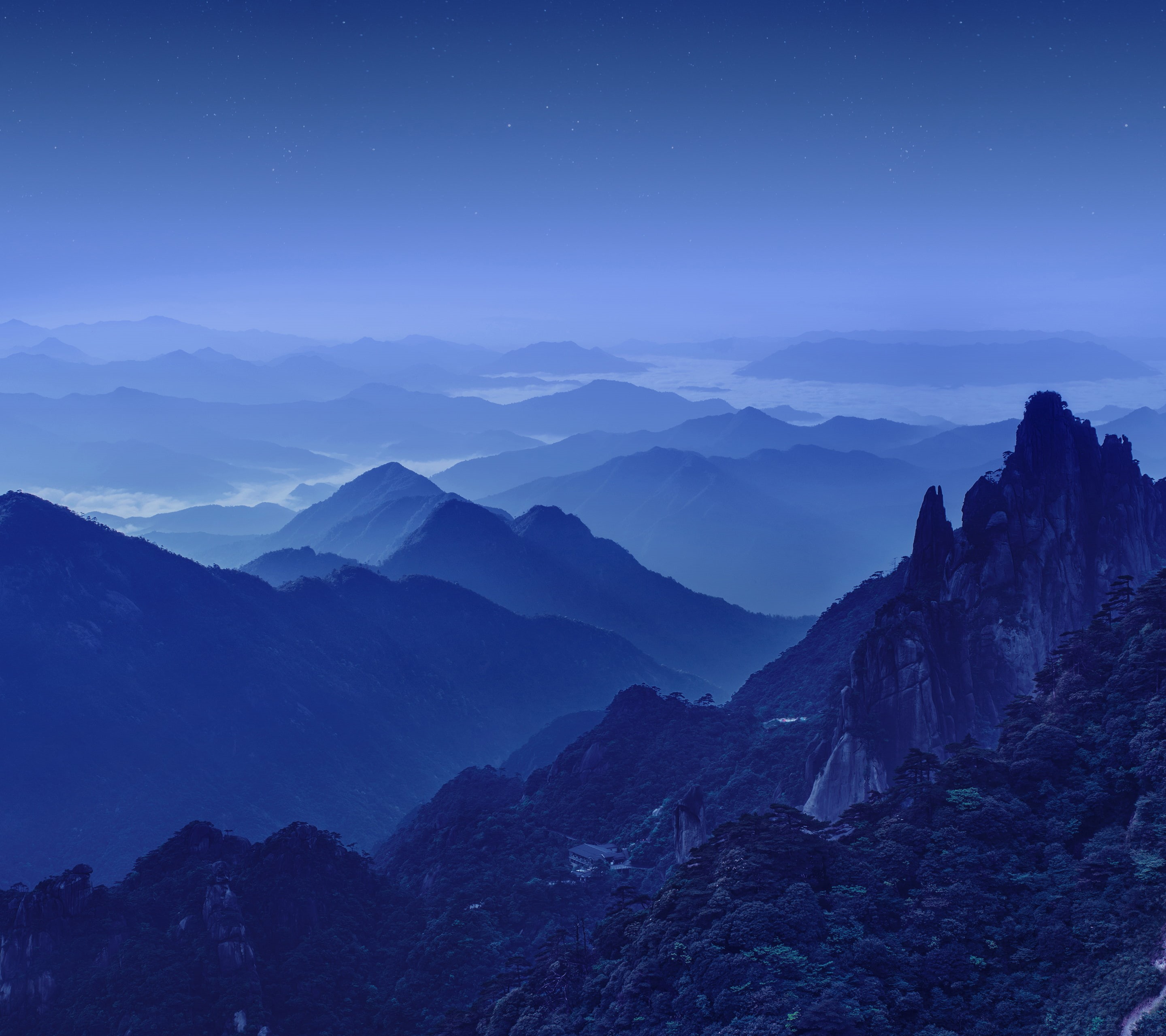 Stock, Huawei Mate 10, Night, Mountains, 2K, Stars, HD Wallpaper